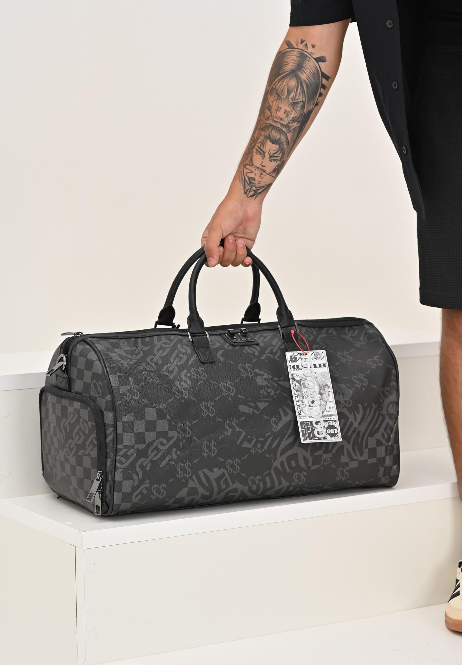 SPRAYGROUND Borsone 3AM CHECK DUFFLE nera per uomo e donna 910D7499NSZ SPRAYGROUND