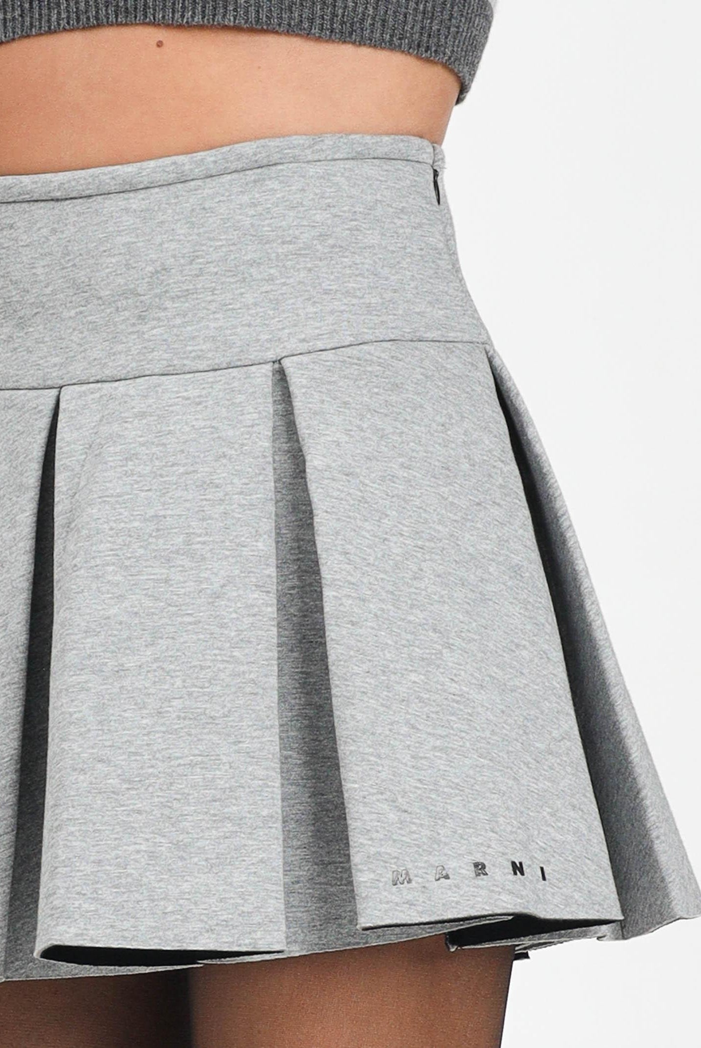MARNI Gonna corta grigia per donna e ragazze in neoprene a balze M01550M00VC 0M923 MARNI