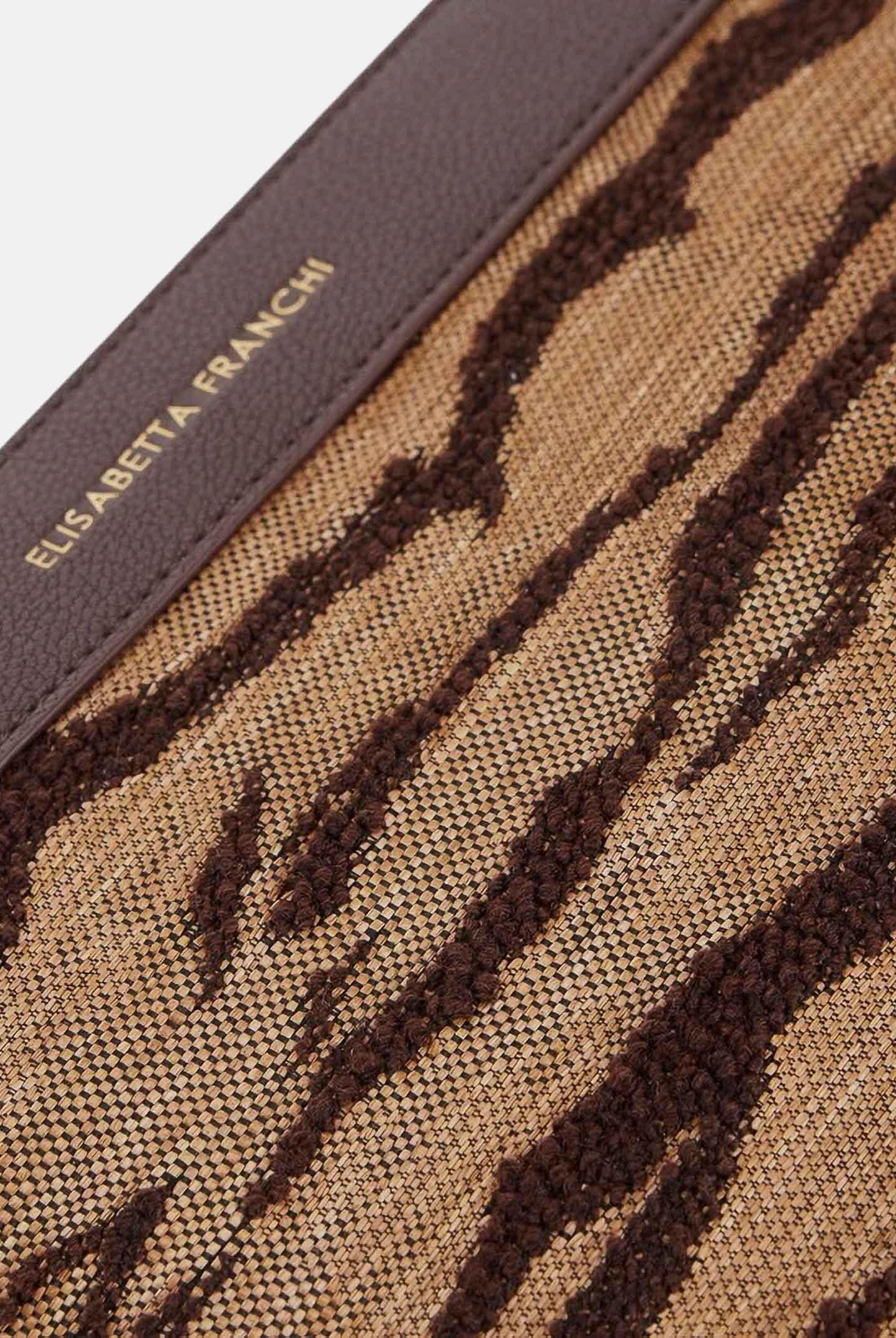 ELISABETTA FRANCHI Pochette marrone e cammello da donna con stampa tigre BS12A62E2 470 ELISABETTA FRANCHI