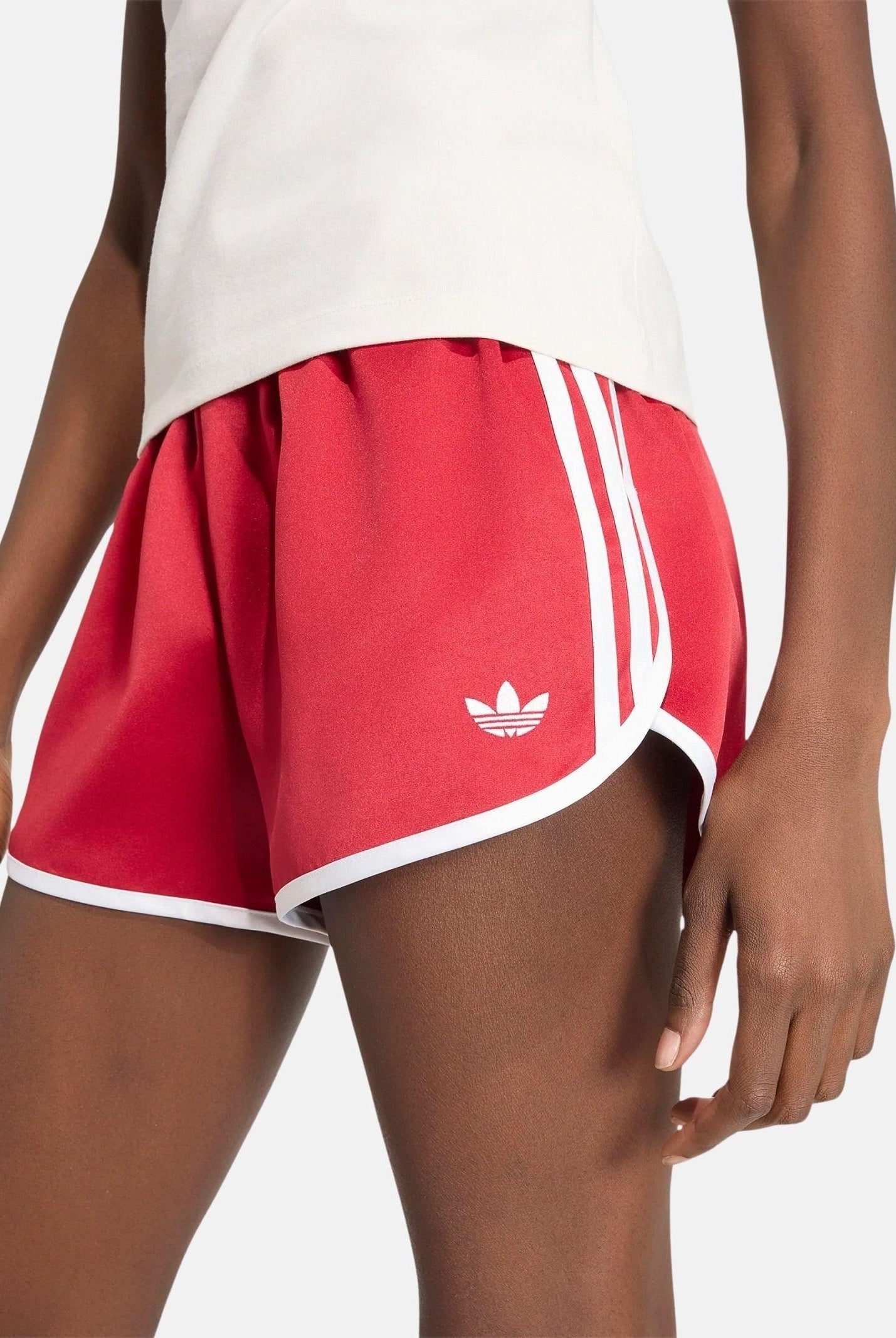 ADIDAS ORIGINALS short Satin 3S Sprinter Short Team Victory Red rosso e bianco da donna KS9850 . ADIDAS ORIGINALS