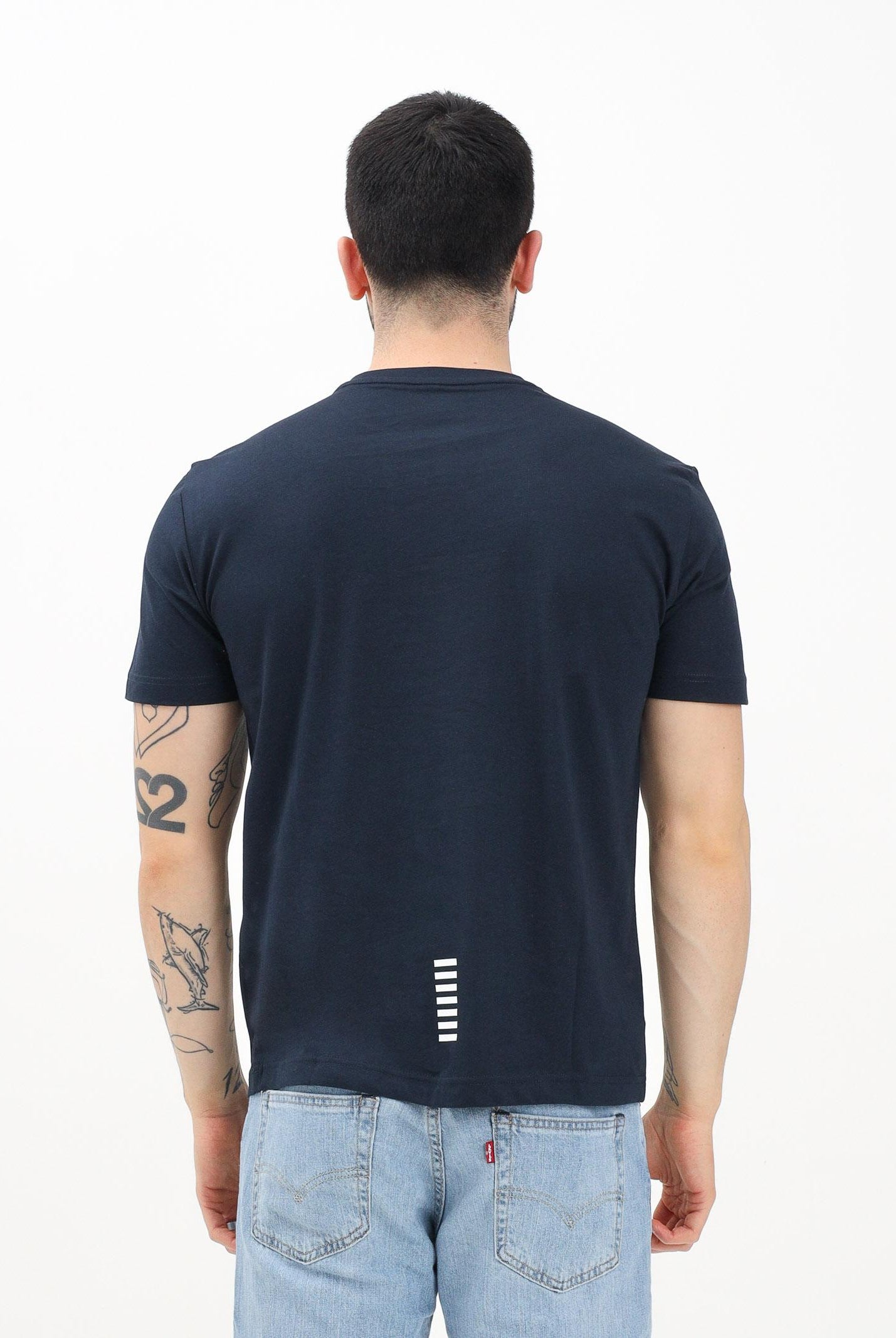 EA7 T-shirt a manica corta blu da uomo con stampa logo 8NPT25PJVPZ 1562 EA7