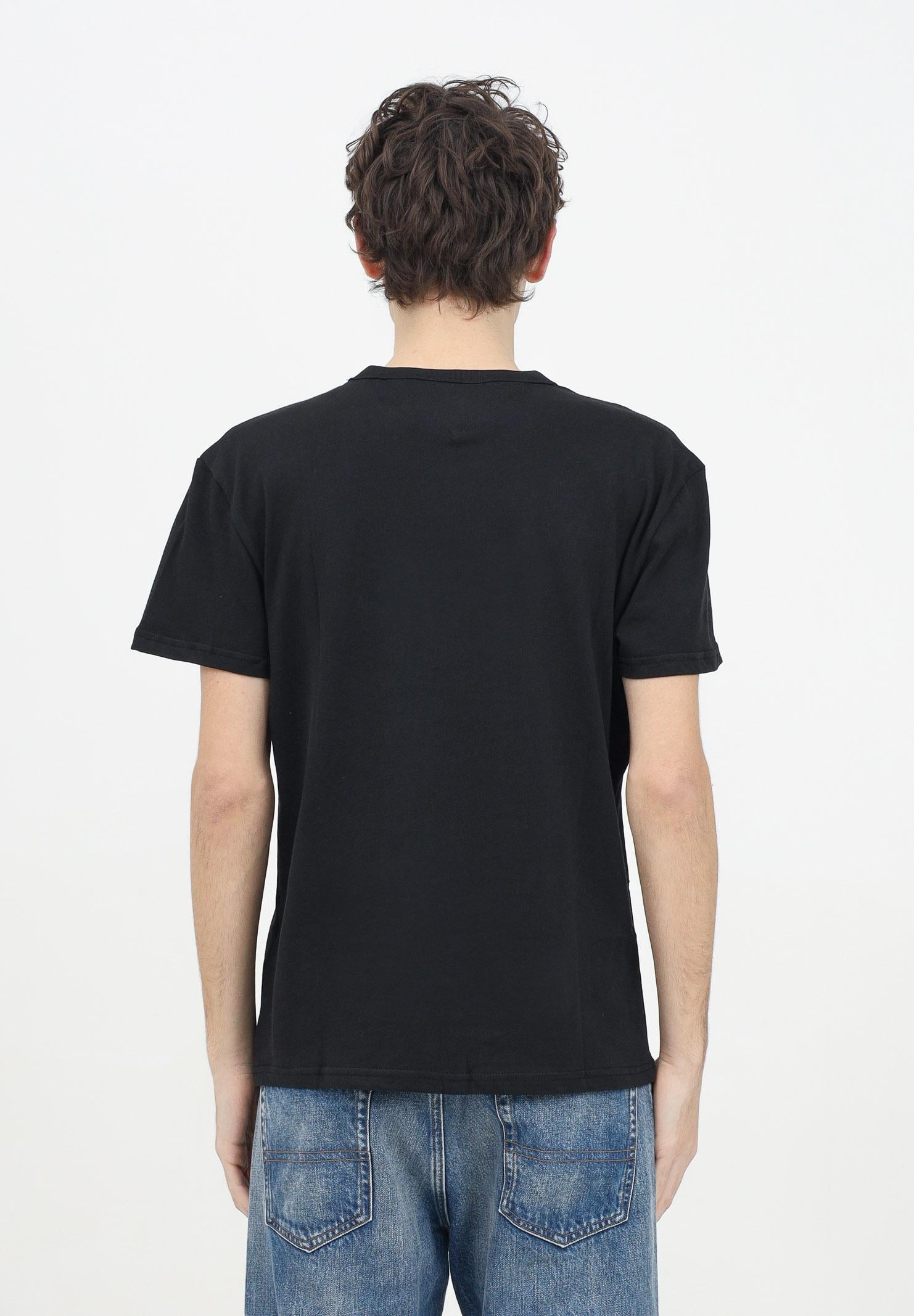 TOMMY JEANS T-shirt a manica corta nera da uomo con ricamo logo DM0DM20322BDS TOMMY JEANS