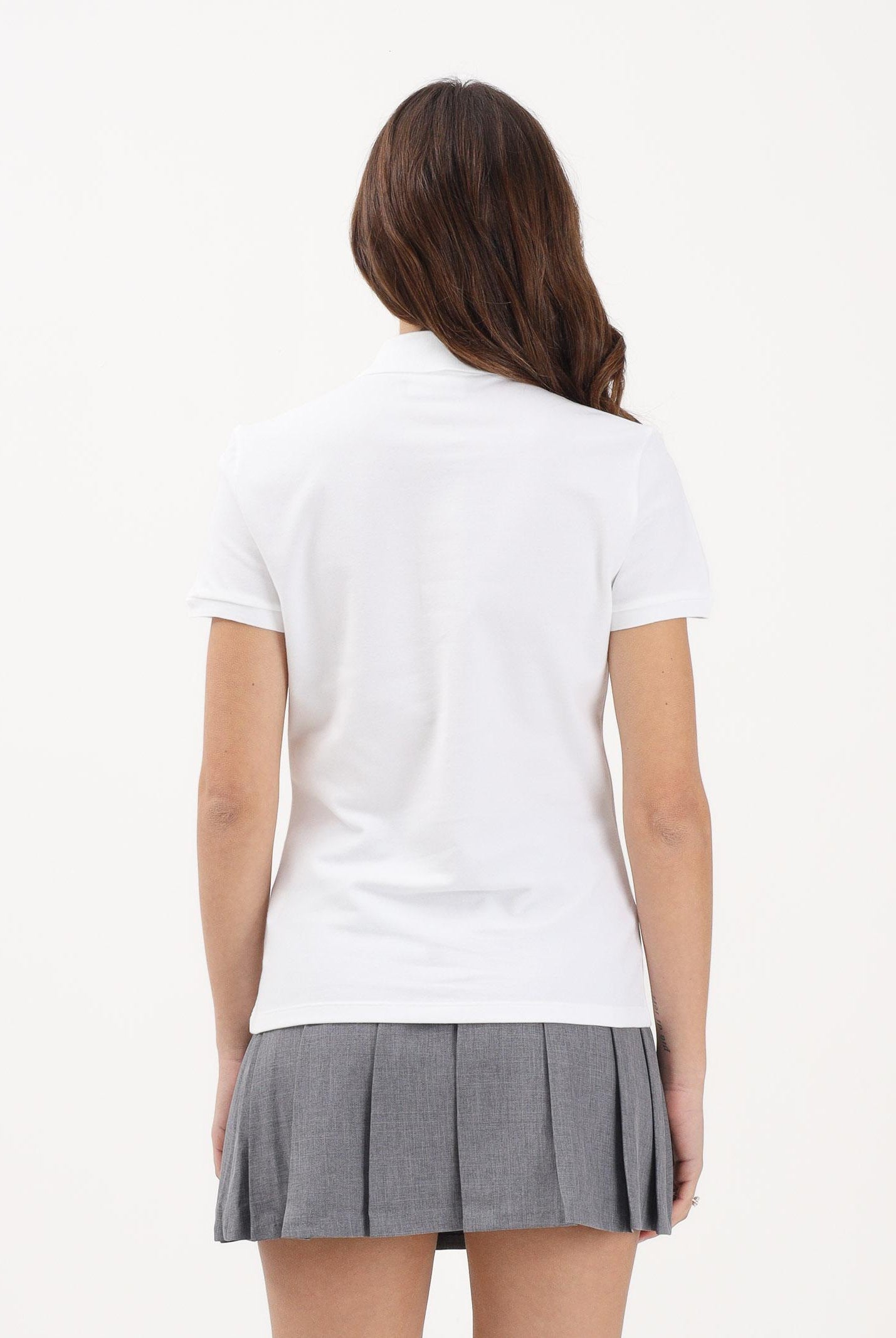 LACOSTE Polo a manica corta bianca da donna con logo PF5462 001 LACOSTE