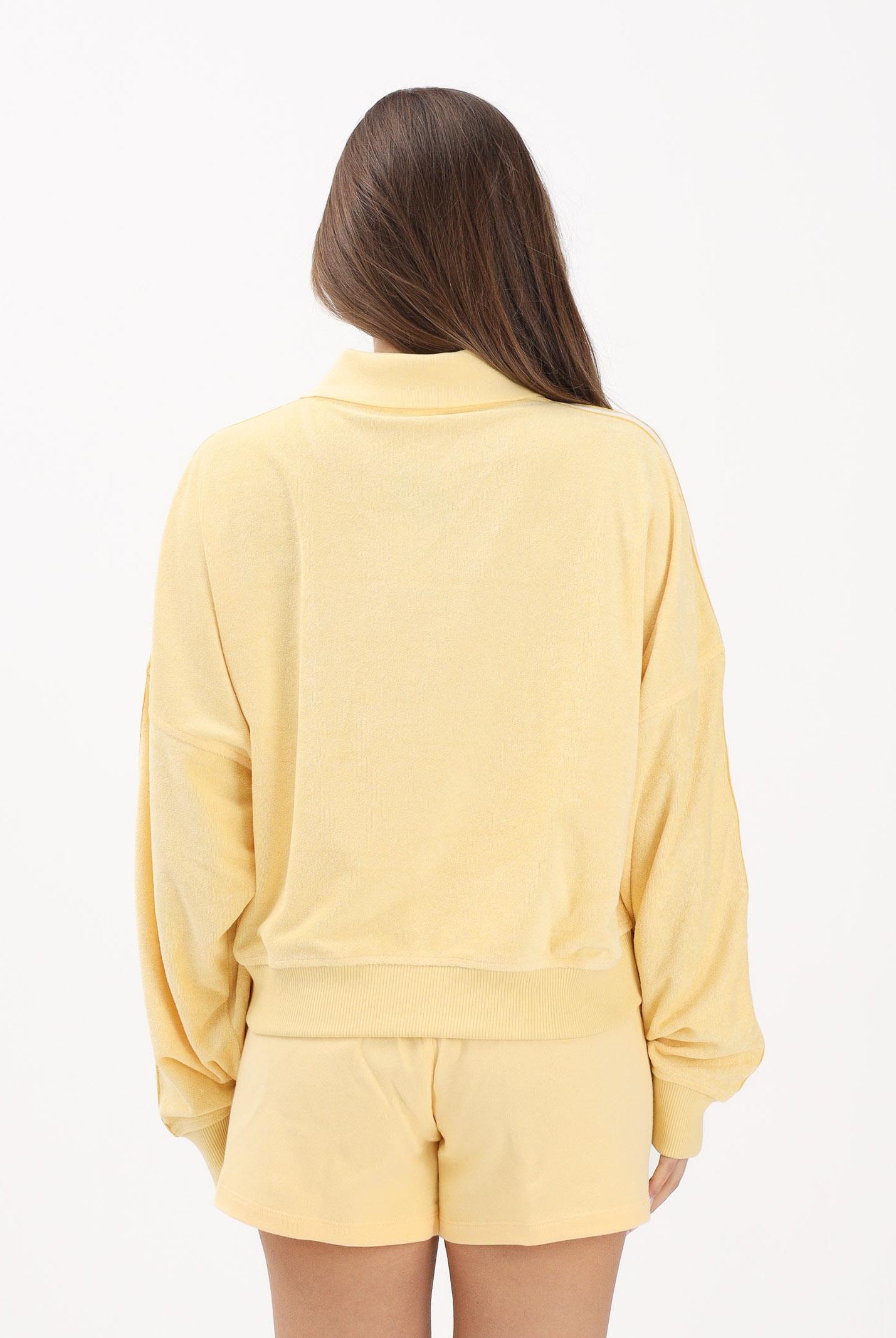 ADIDAS ORIGINALS Felpa stile polo in spugna gialla da donna KD1399 . ADIDAS ORIGINALS