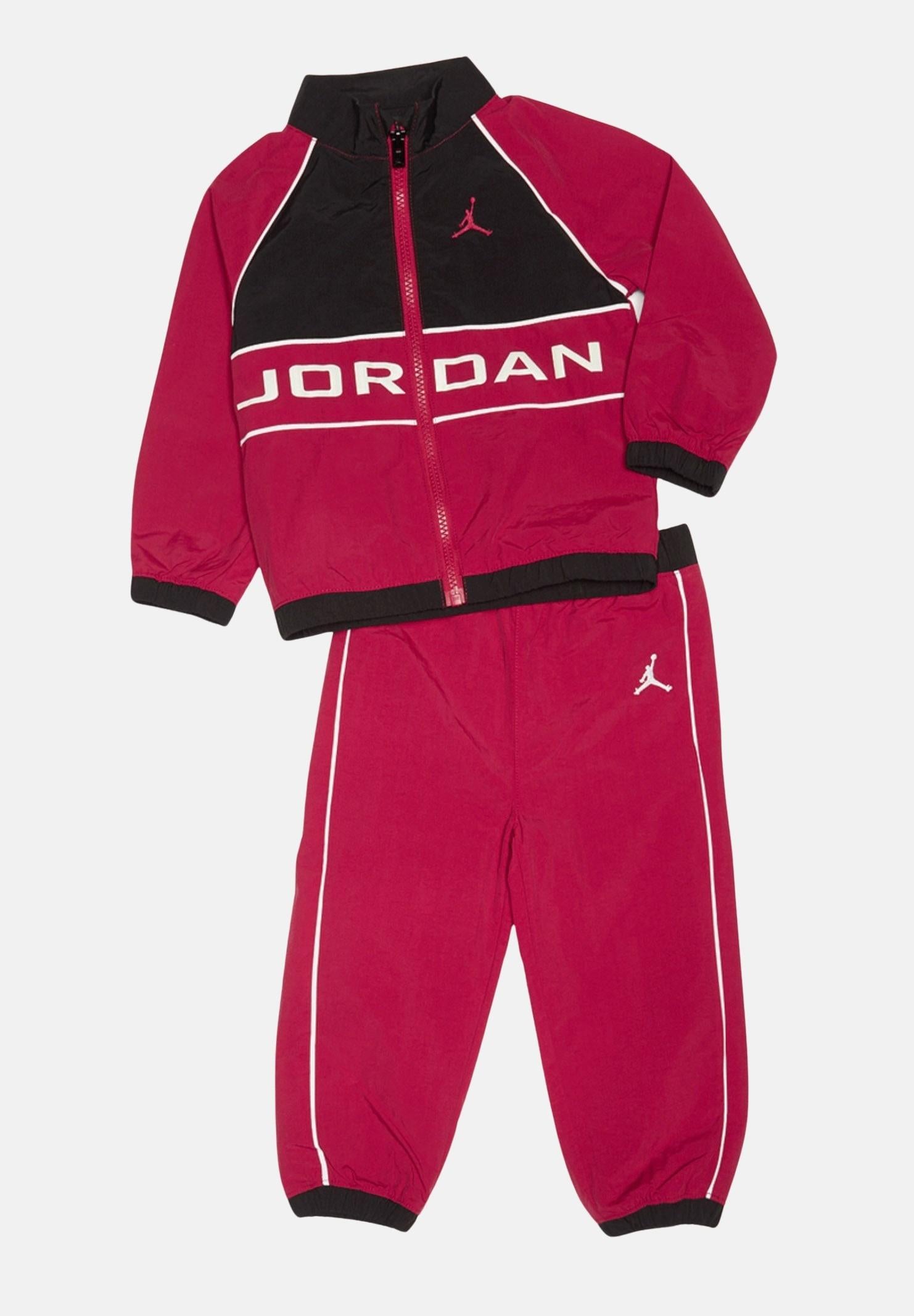 JORDAN Tuta WIND BREAKER PIPING rossa per bambino e bambina 85D763 R78 JORDAN