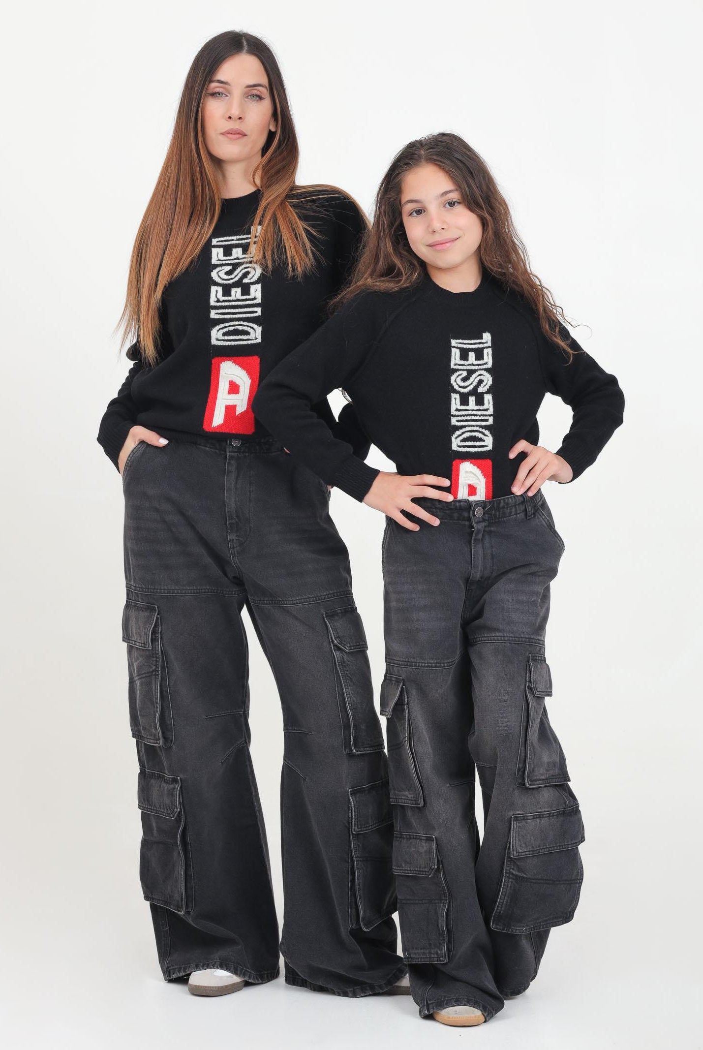 Jeans cargo nero per donna e bambina J01725KXBMM K02 DIESEL