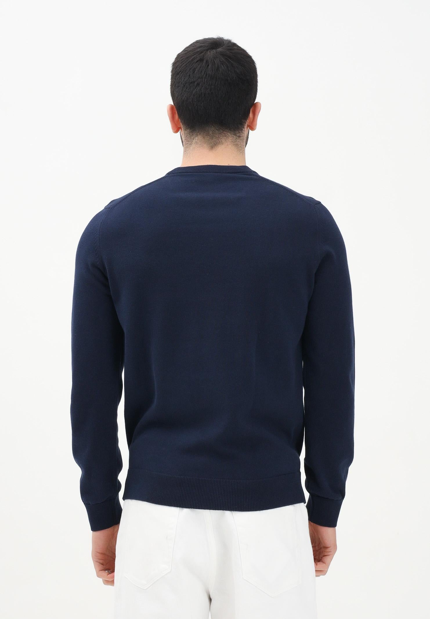 LACOSTE Maglioncino girocollo blu da uomo con patch logo AH1985 166 LACOSTE