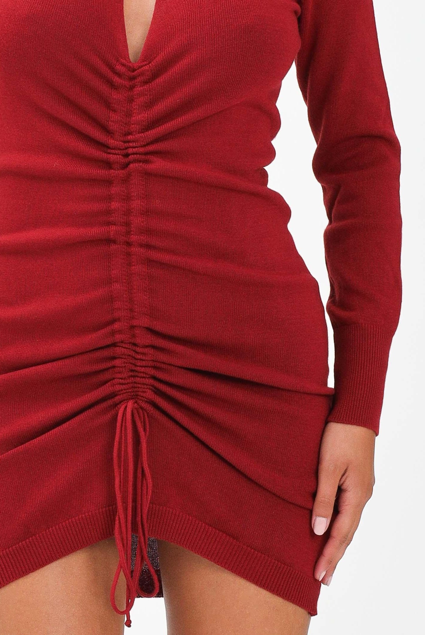 AKEP Abito corto rosso da donna regolabile al centro VSKD11015 V1 AKEP