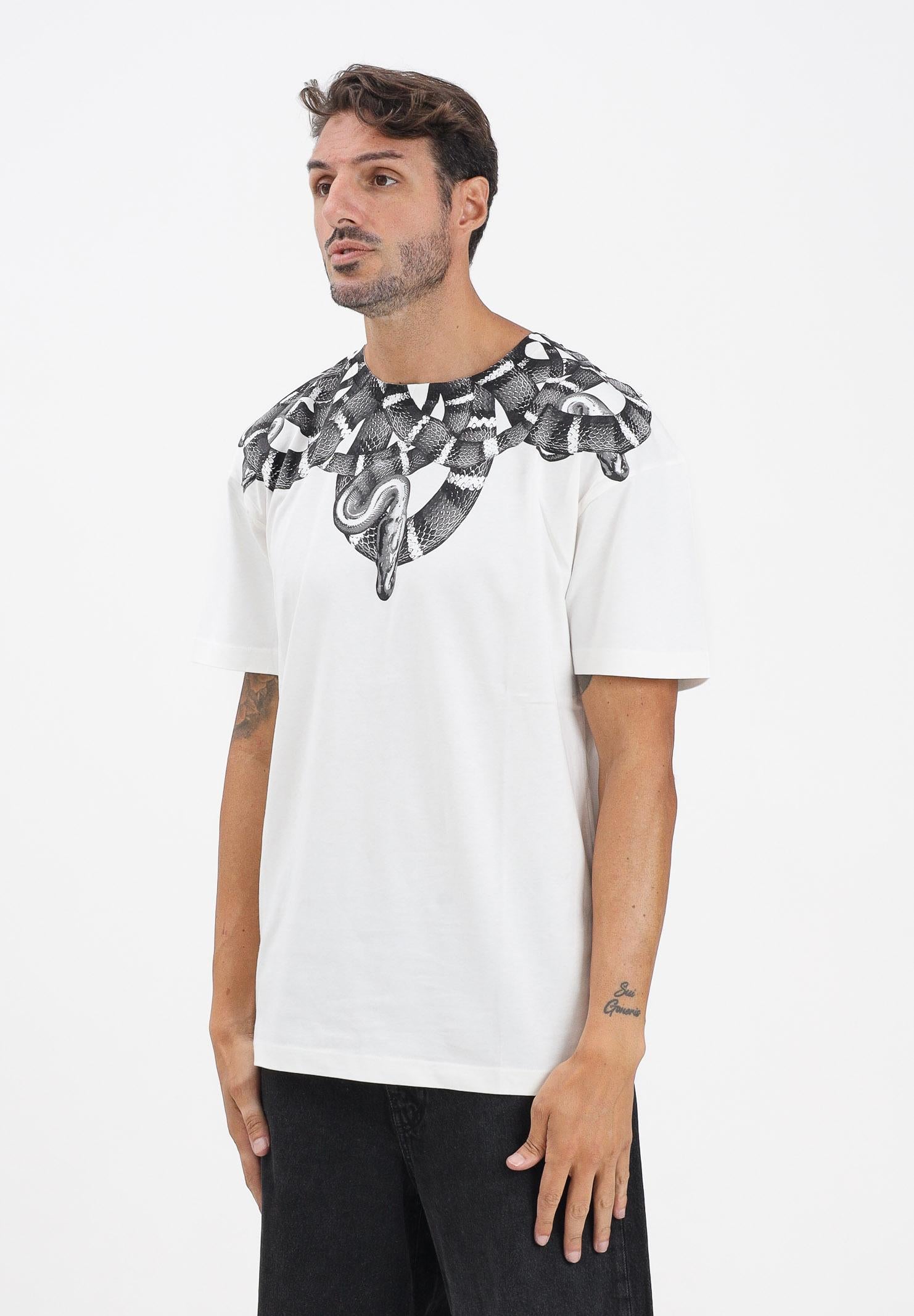 MARCELO BURLON COUNTY OF MILAN T-shirt a manica corta bianca da uomo con stampa serpente F5CAMATH041 013 MARCELO BURLON COUNTY OF MILAN