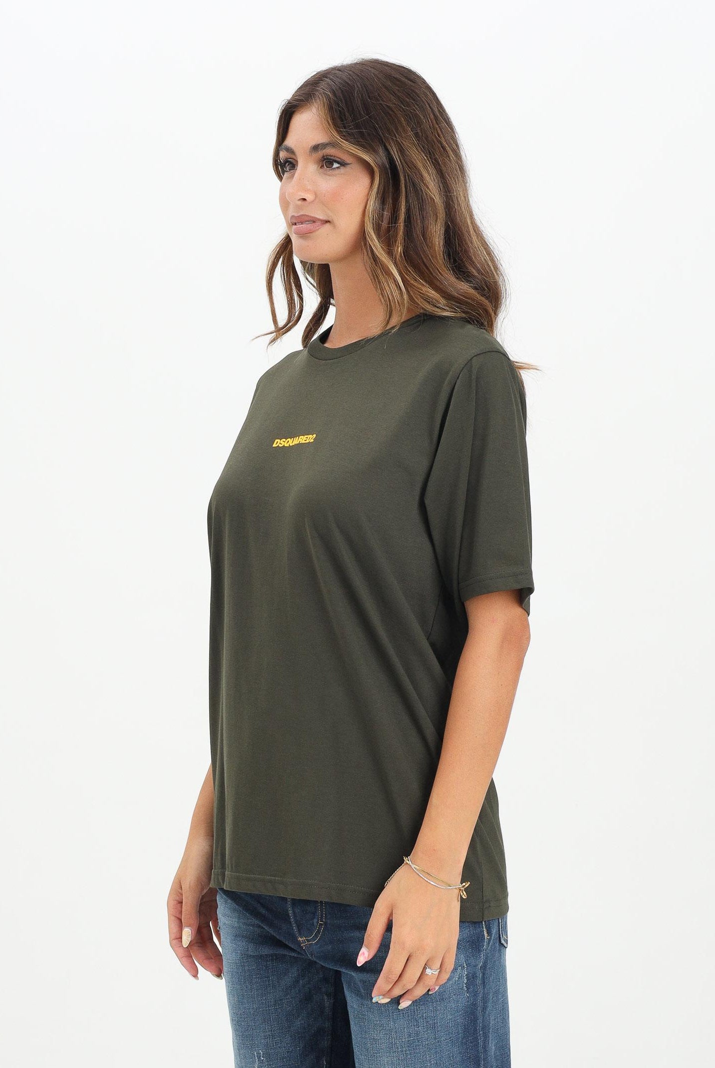 DSQUARED2 T-shirt a manica corta verde per donna, ragazzi e bambini con logo DSQUARED2 DQ2823D004G DQ518 DSQUARED2