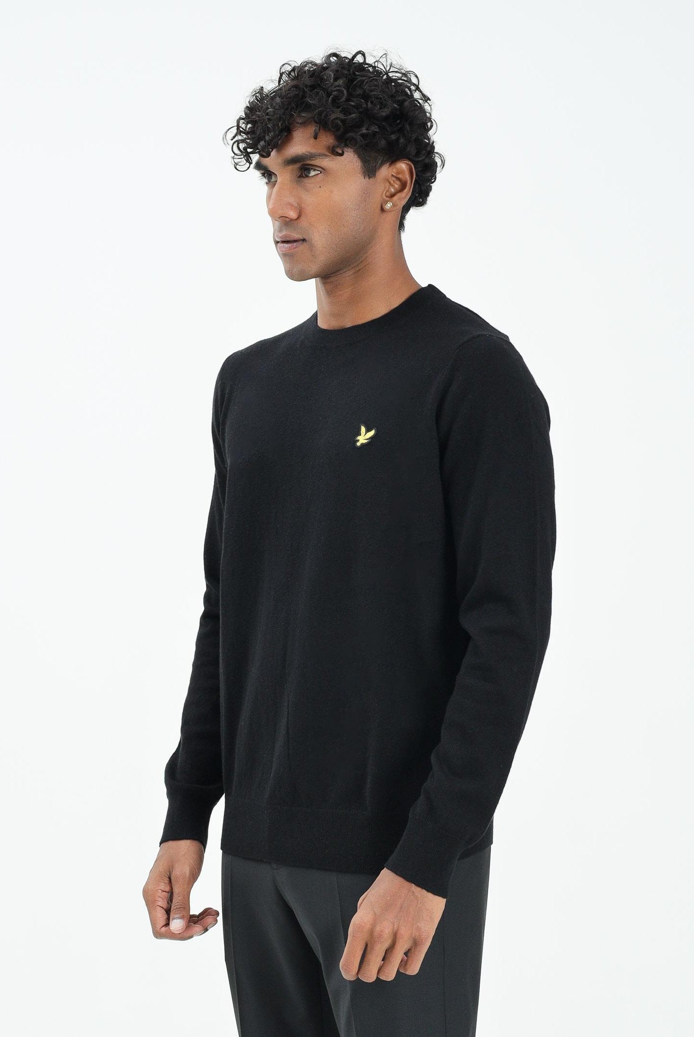 LYLE & SCOTT Maglioncino girocollo nero da uomo con logo KN2110VC Z865 LYLE & SCOTT