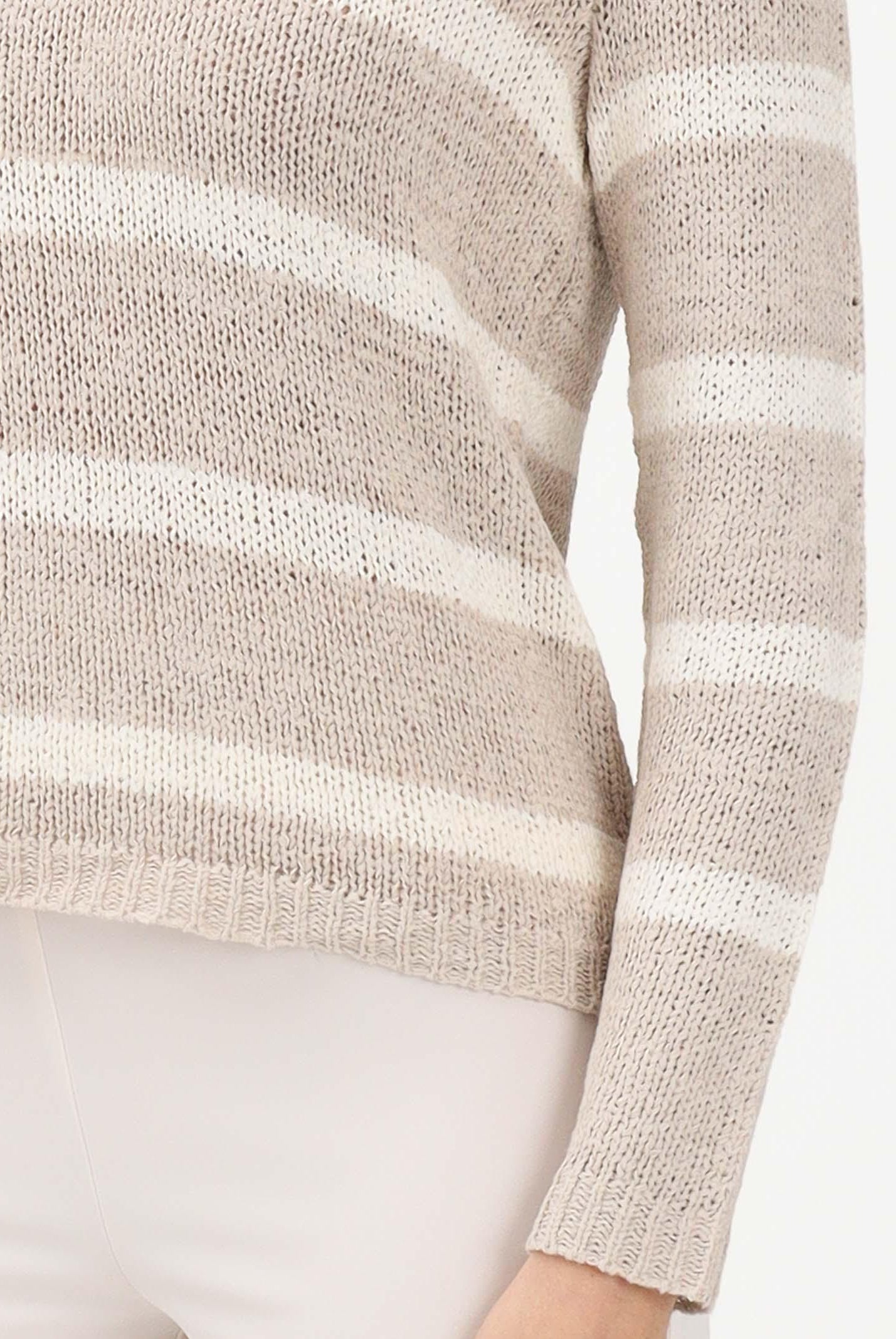 ONLY Maglioncino girocollo beige da donna con motivo a righe panna 15113356 SITA ONLY