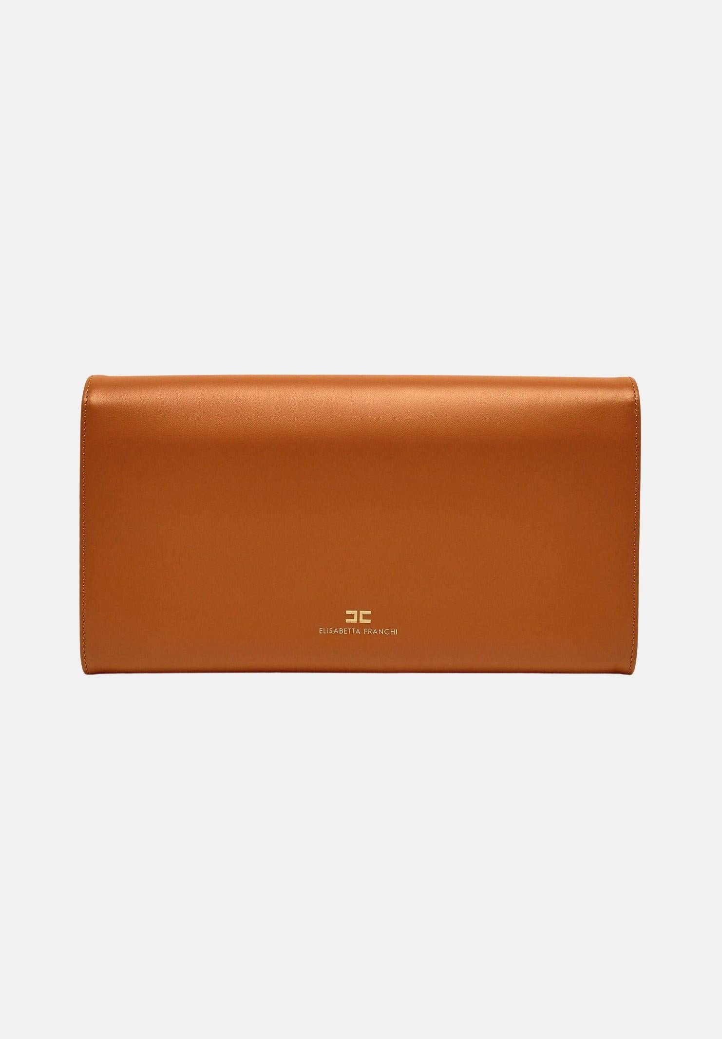 ELISABETTA FRANCHI Pochette cognac da donna realizzata in vera pelle BS99A61E2 027 ELISABETTA FRANCHI