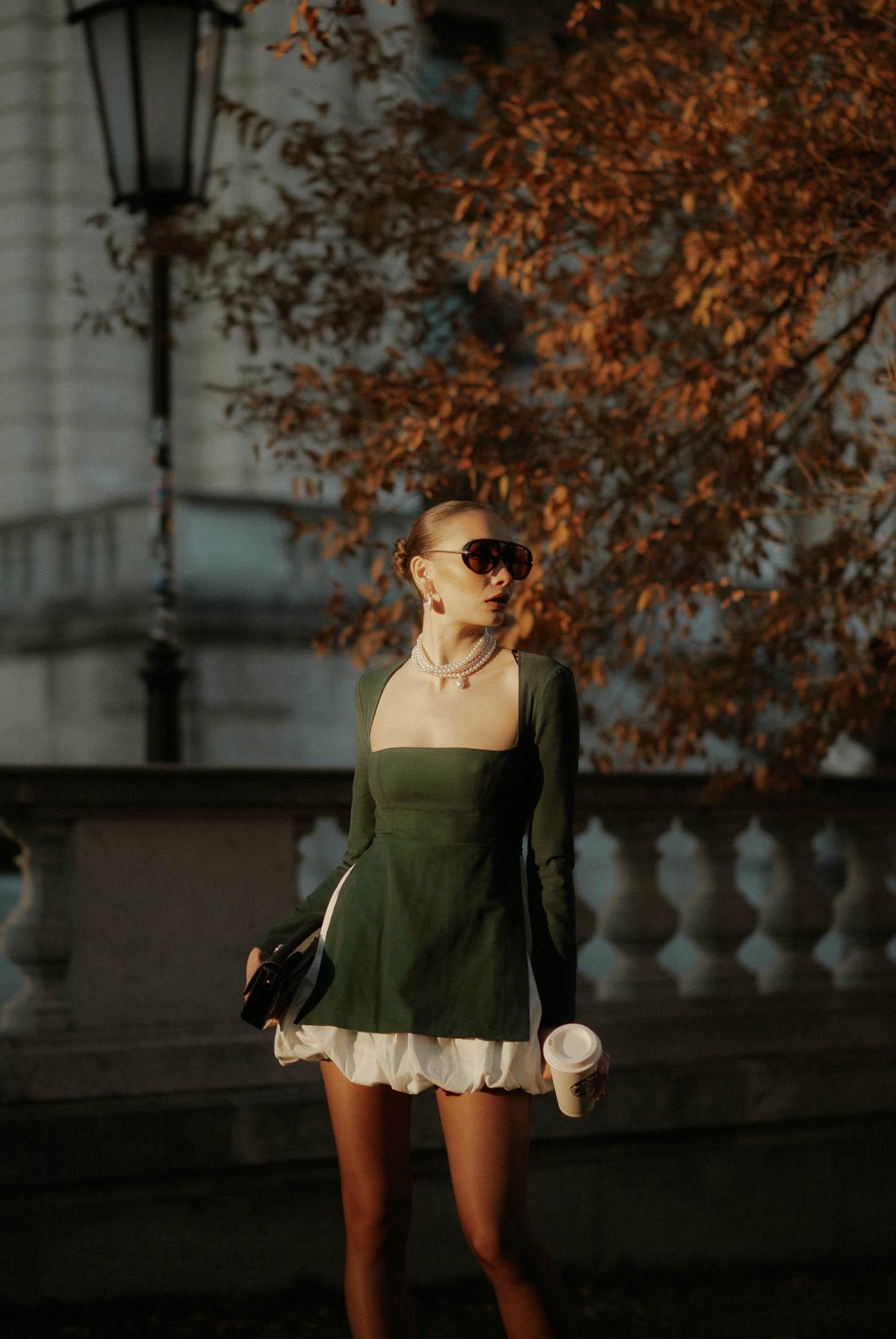 SANTAS Abito corto Noble verde ottanio da donna con gonna ballon PV2605 VEBI SANTAS