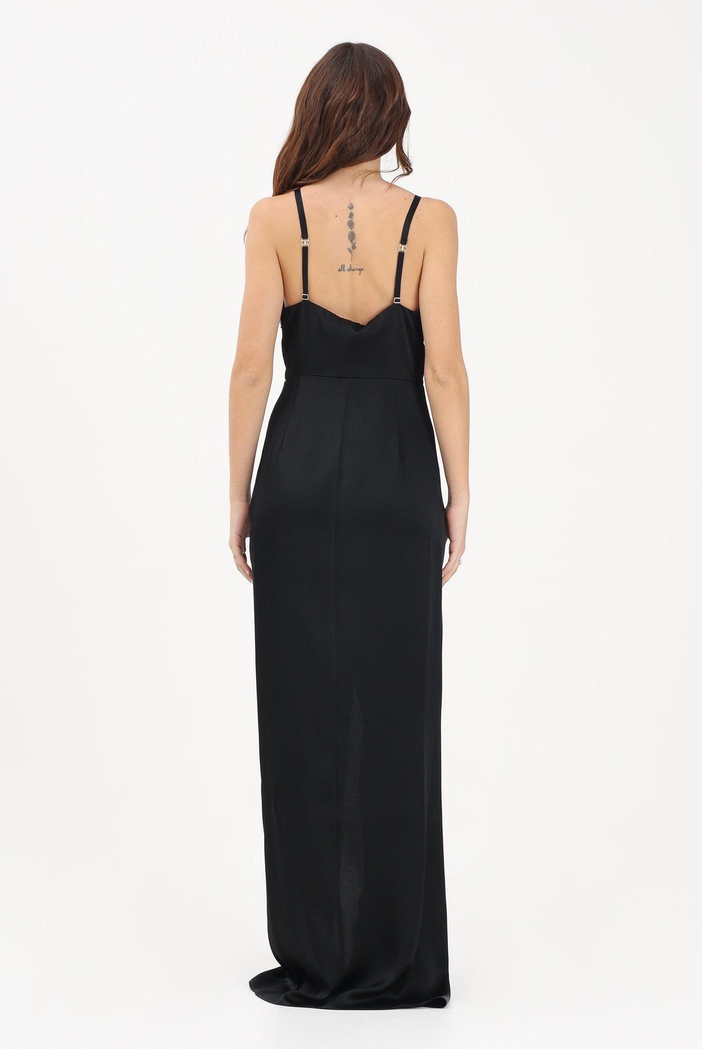 ELISABETTA FRANCHI Abito lungo nero da donna con ricami di perline ABR4862E2 110 ELISABETTA FRANCHI