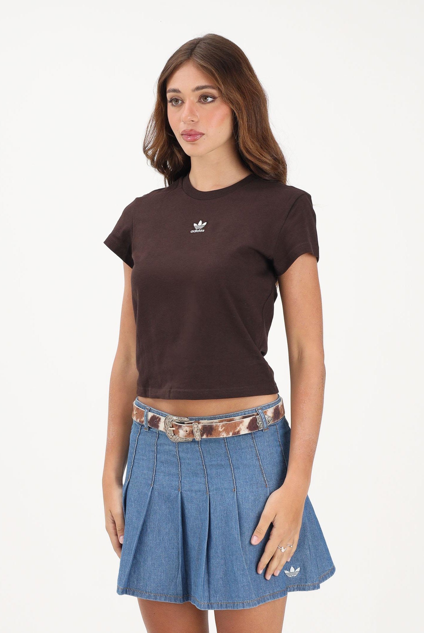ADIDAS ORIGINALS T-shirt a manica corta Essentials marrone da donna KD1354 . ADIDAS ORIGINALS