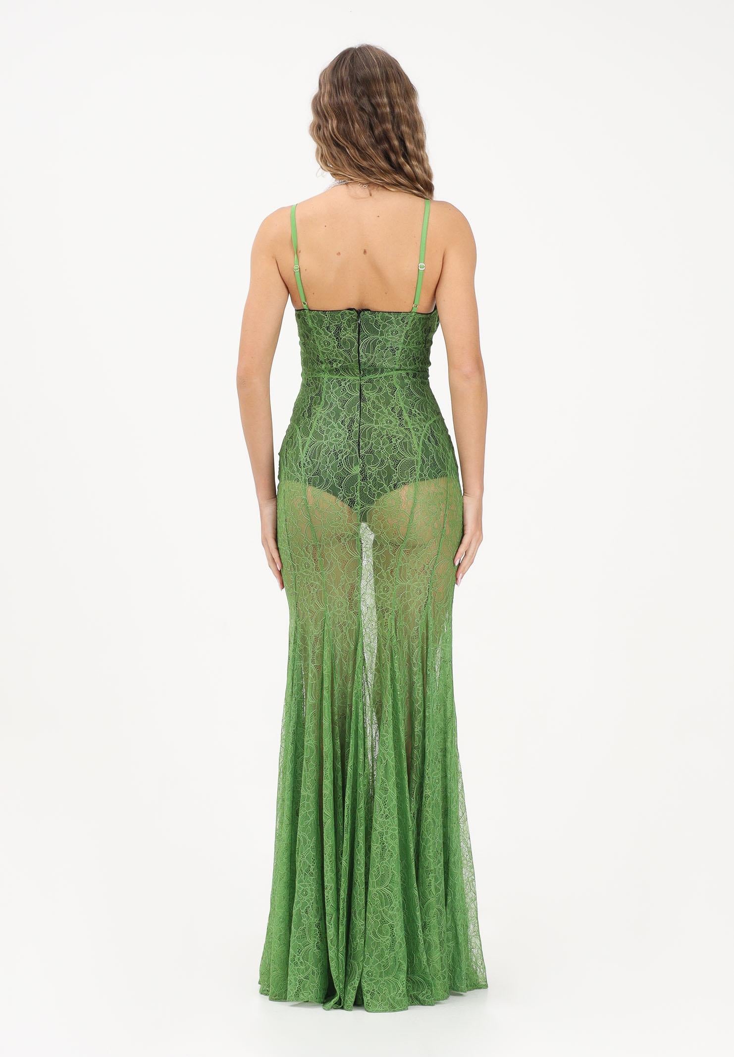 ELISABETTA FRANCHI Abito lungo verde da donna in pizzo floreale ABR0862E2 FA1 ELISABETTA FRANCHI