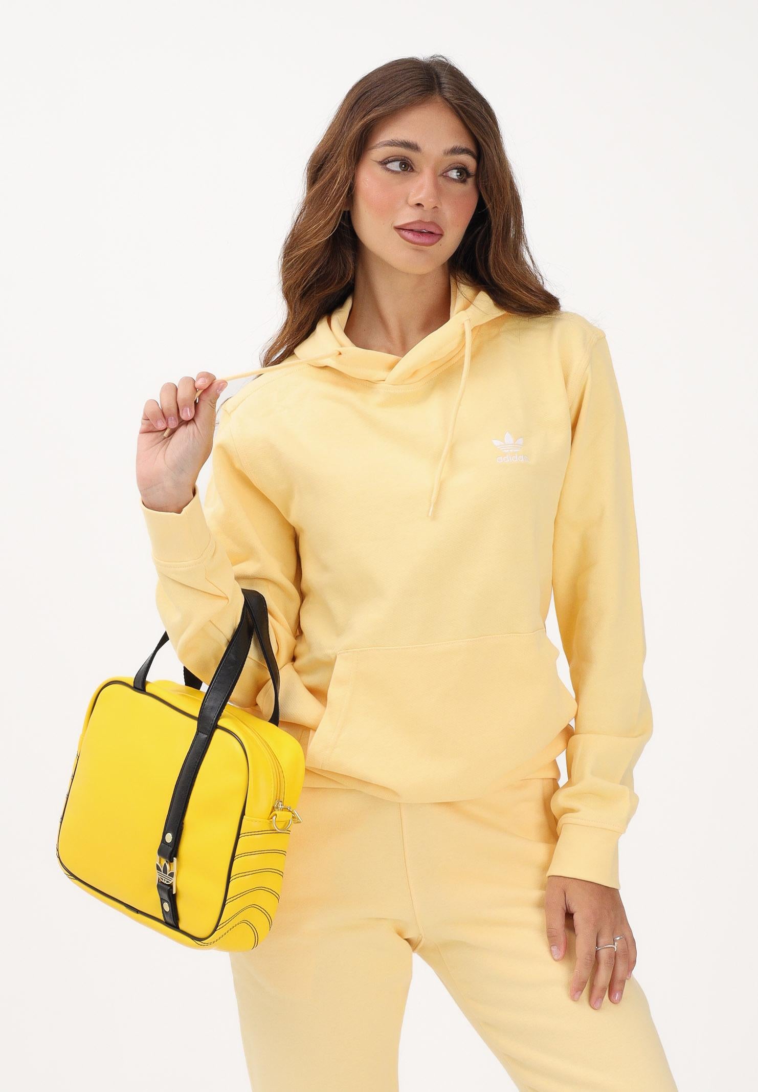 ADIDAS ORIGINALS Felpa con cappuccio Trefoil Essentials Loose gialla per uomo e donna KE1158 . ADIDAS ORIGINALS
