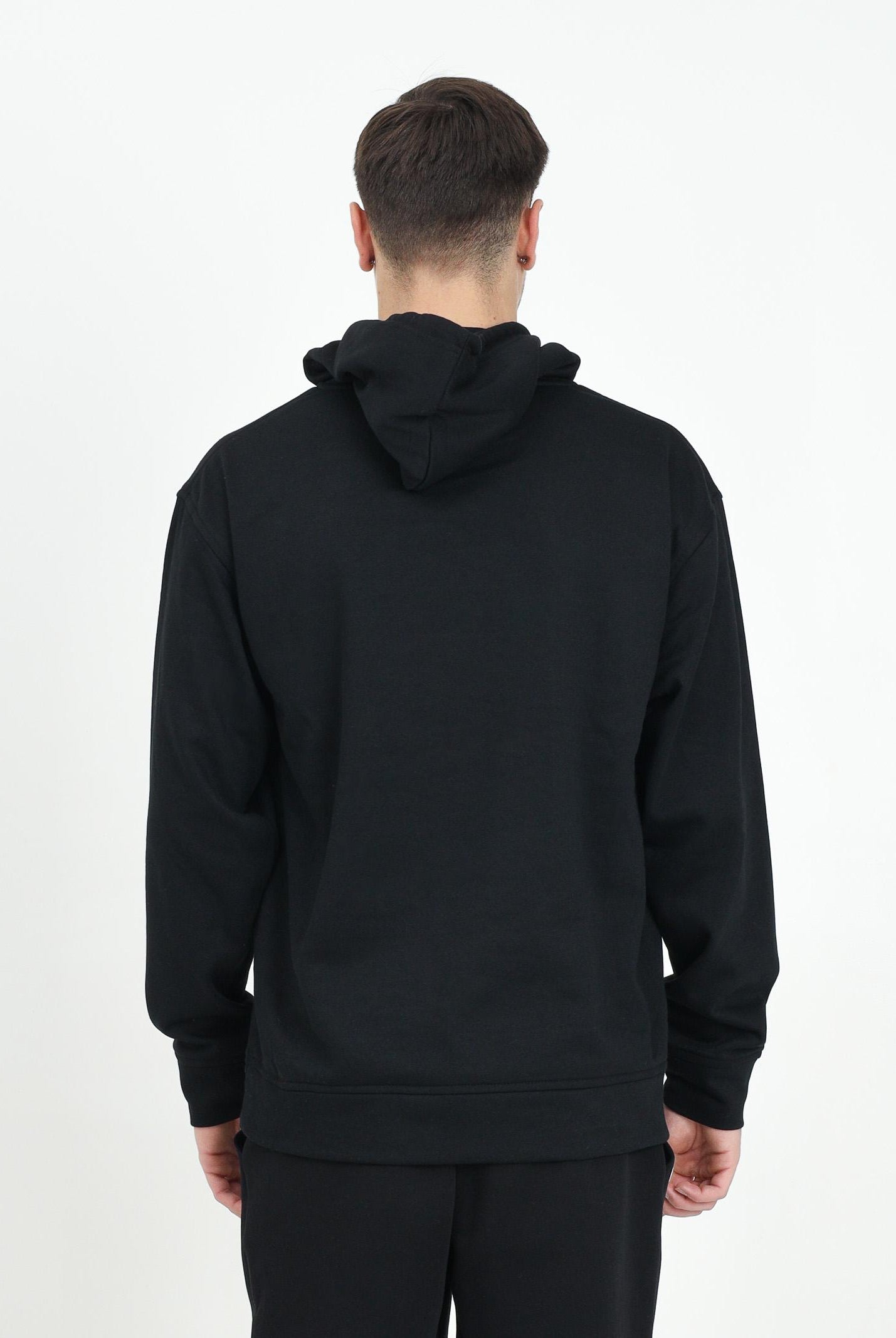 Felpa con cappuccio nera per uomo e donna rifinita da stampa logo PAVIDAS-HOODIE BLACK PAVIDAS