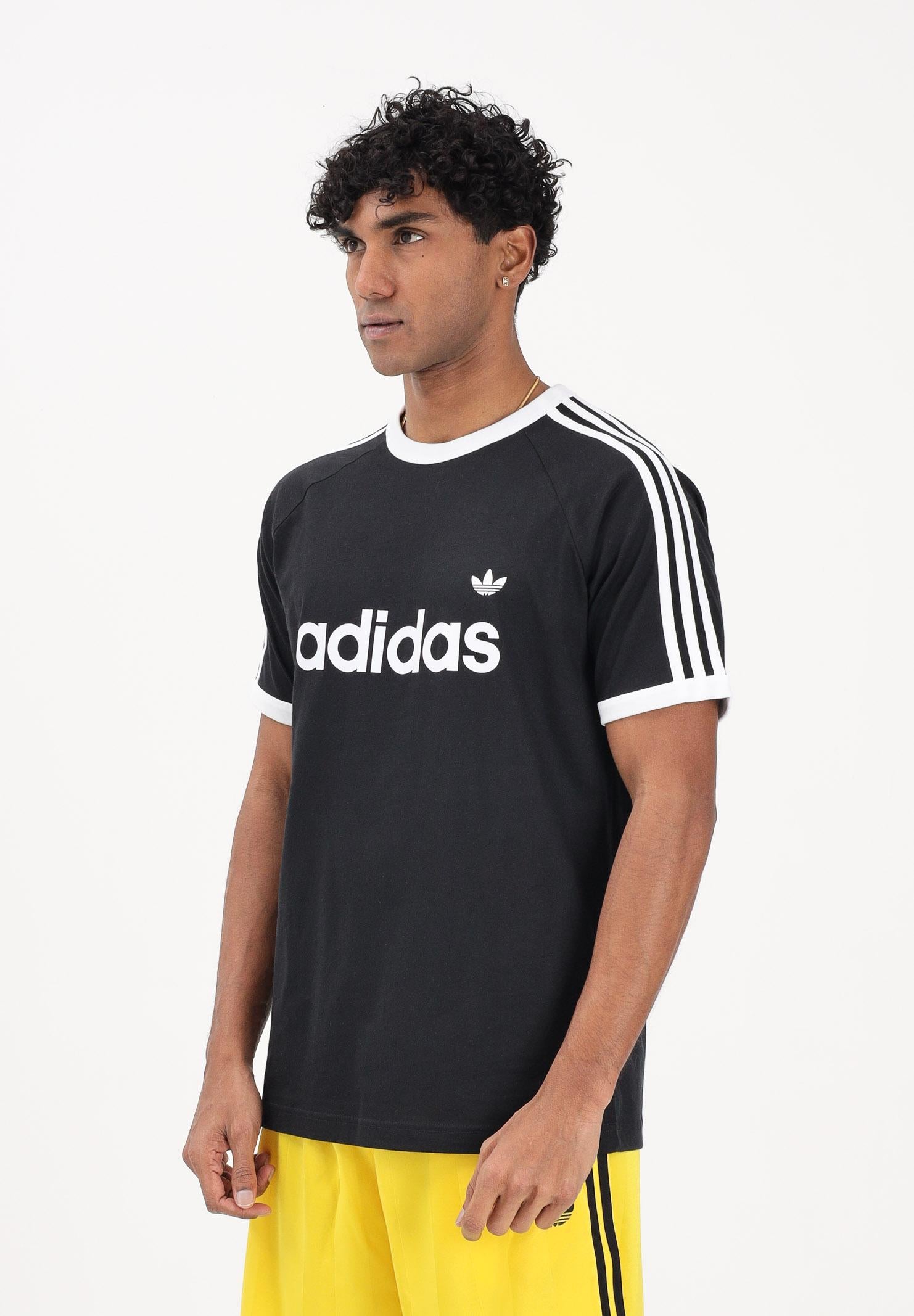 ADIDAS ORIGINALS T-shirt a manica corta 3-Stripes Slim Ringer nera da uomo KF0417 . ADIDAS ORIGINALS