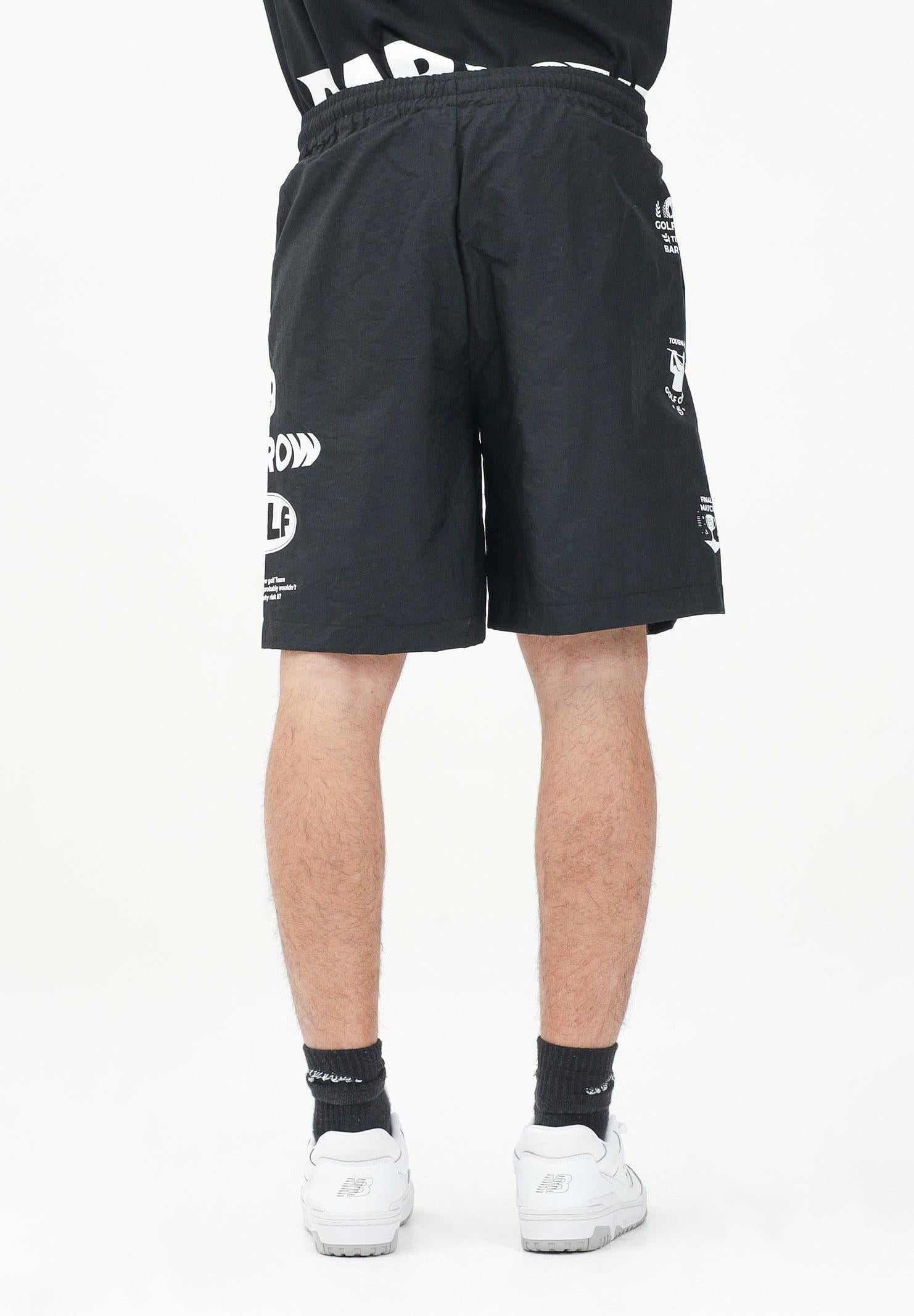 BARROW Shorts sportivo nero per uomo e donna con stampa S5BWUABE009 110 BARROW