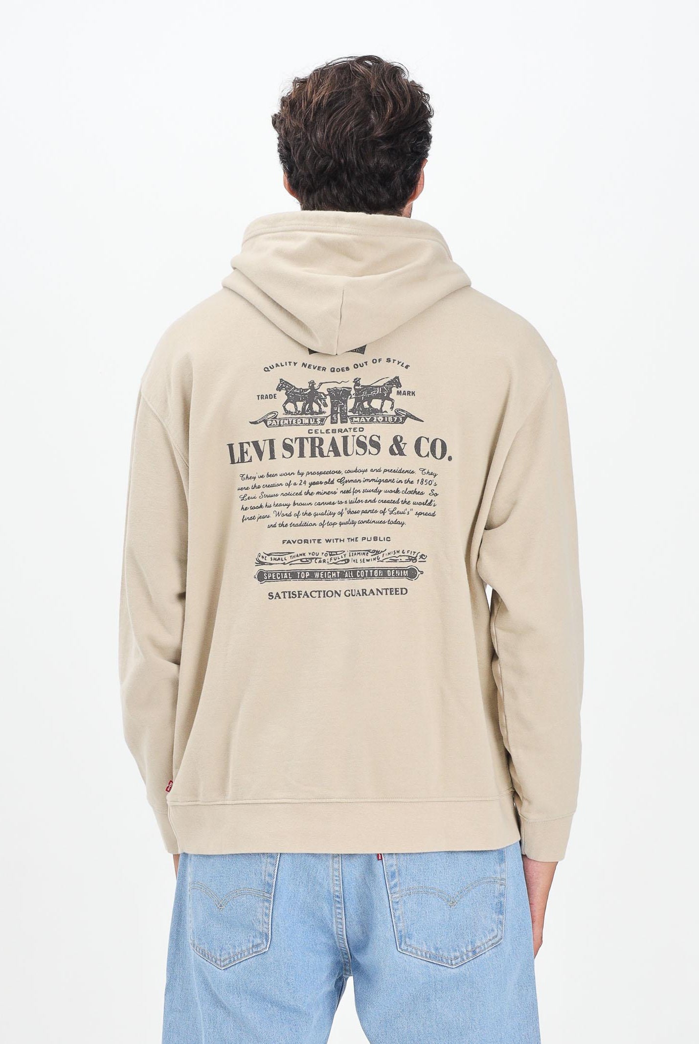 LEVI'S® Felpa con cappuccio beige da uomo rifinita da stampa sul retro 38479-0423 LEVI'S®