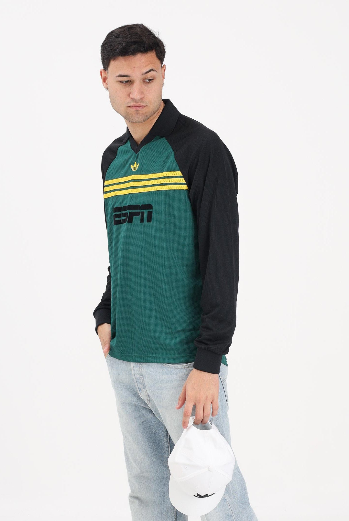 ADIDAS ORIGINALS Polo a manica lunga SPONSORED ARCHIVE verde e nera per uomo e donna KE3315 . ADIDAS ORIGINALS