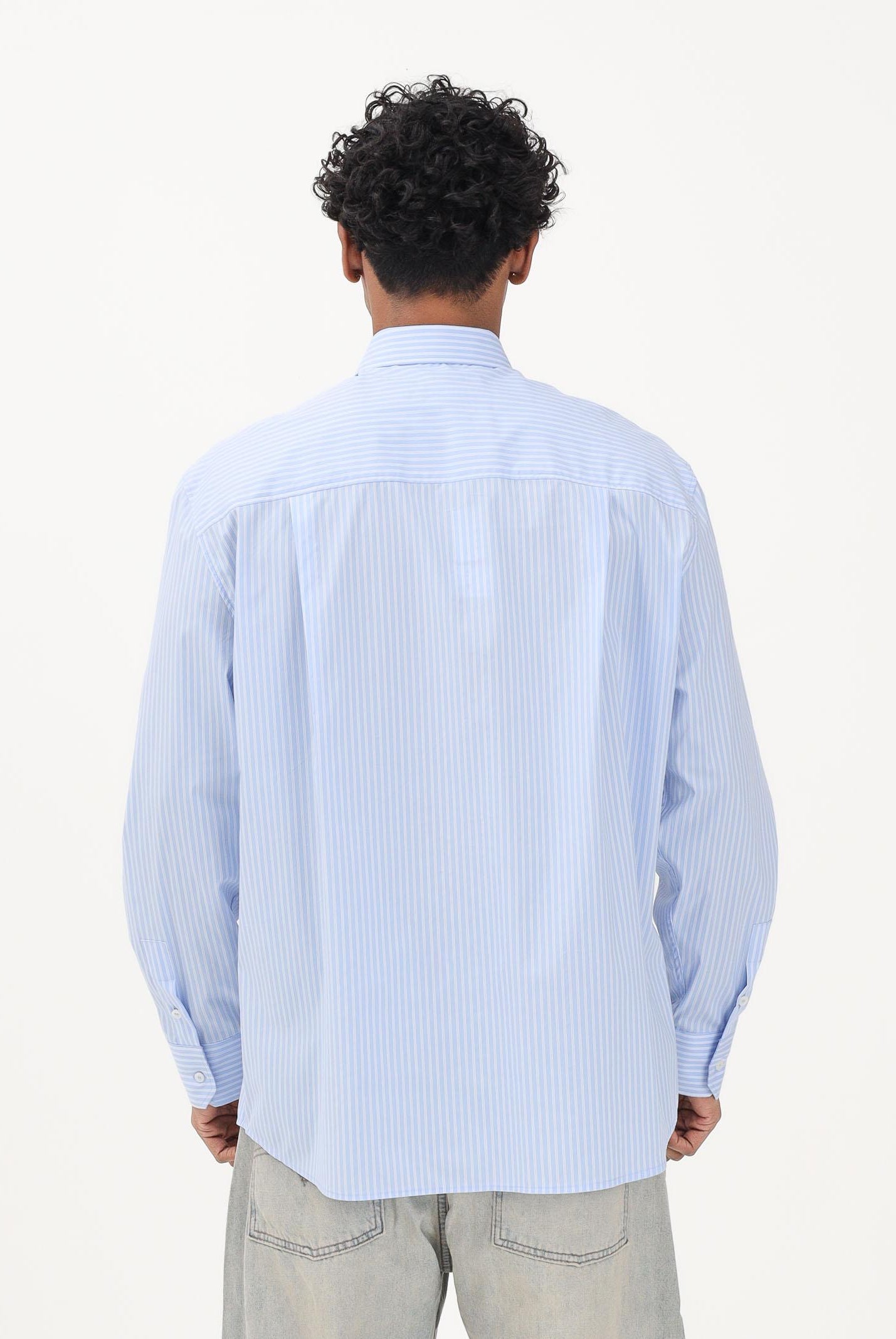 I'M BRIAN Camicia a manica lunga azzurra da uomo con motivo a righe CA3630 CEL I'M BRIAN