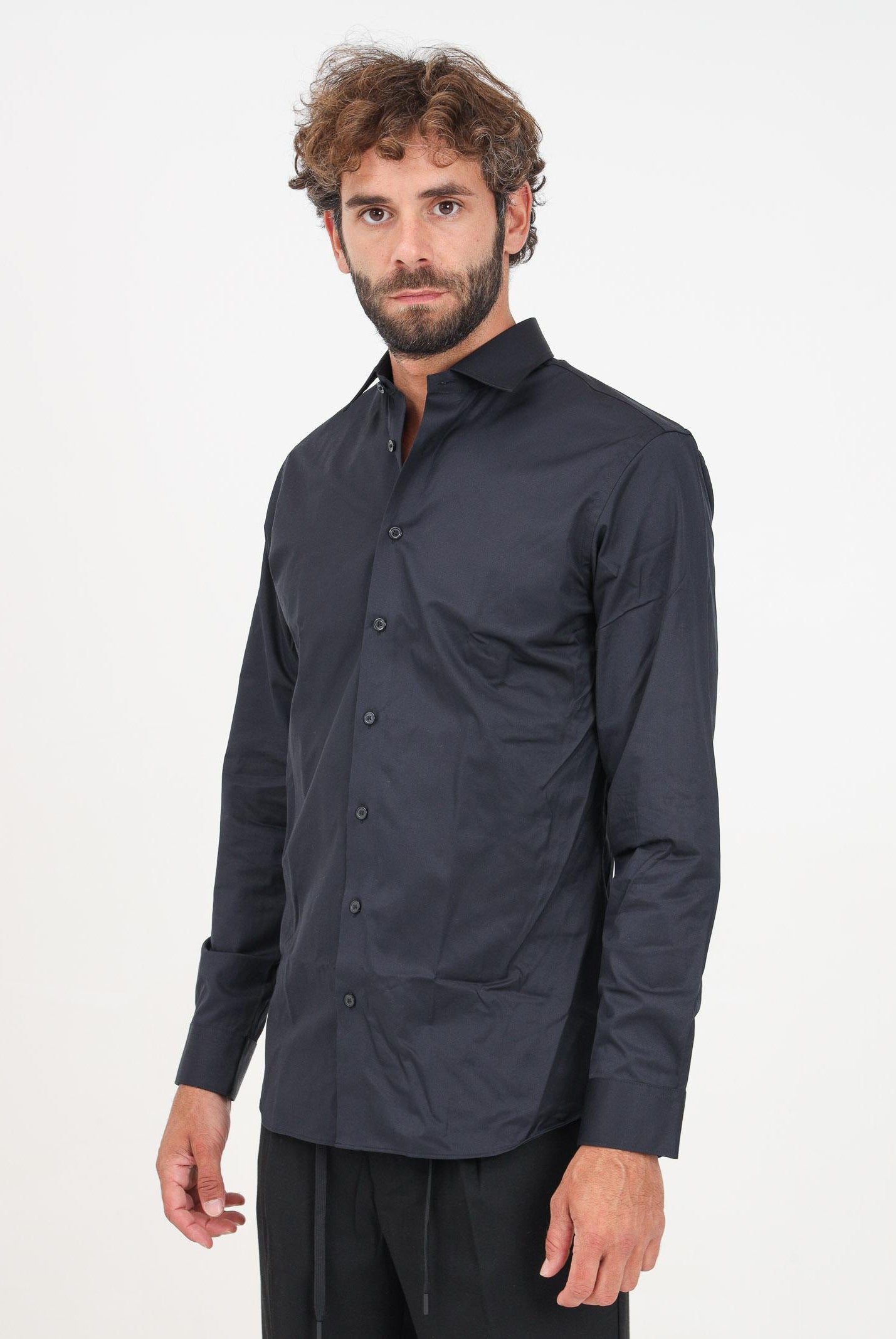 SELECTED HOMME Camicia a manica luna nera da uomo 16080200 BLACK SELECTED HOMME