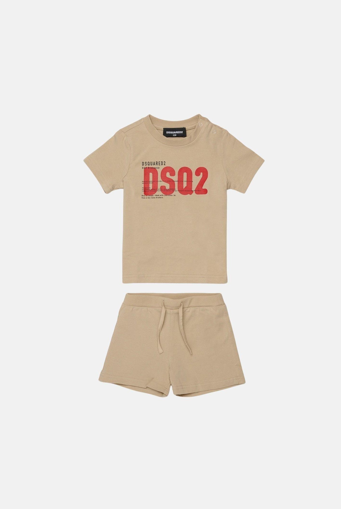 DSQUARED2 Completino beige da neonato con logo DSQ2 DQ3249D008J DQ717 DSQUARED2