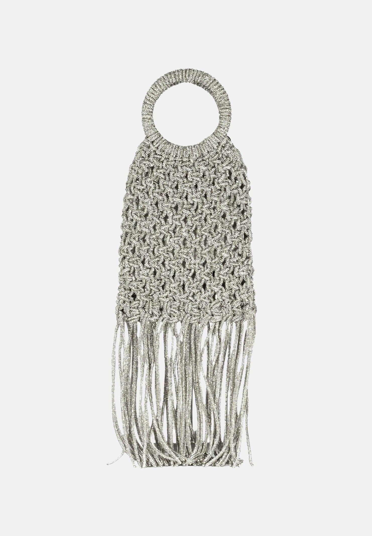 TWENTY FOURHAITCH Borsa a mano argento da donna realizzata con una lavorazione intrecciata in micro strass BAG0004562P ARG TWENTY FOURHAITCH