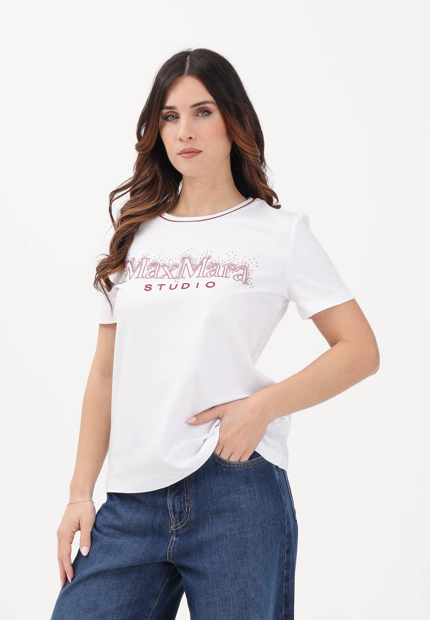 MAX MARA T-shirt a manica corta bianca da donna con logo 2616971011600 001 MAX MARA