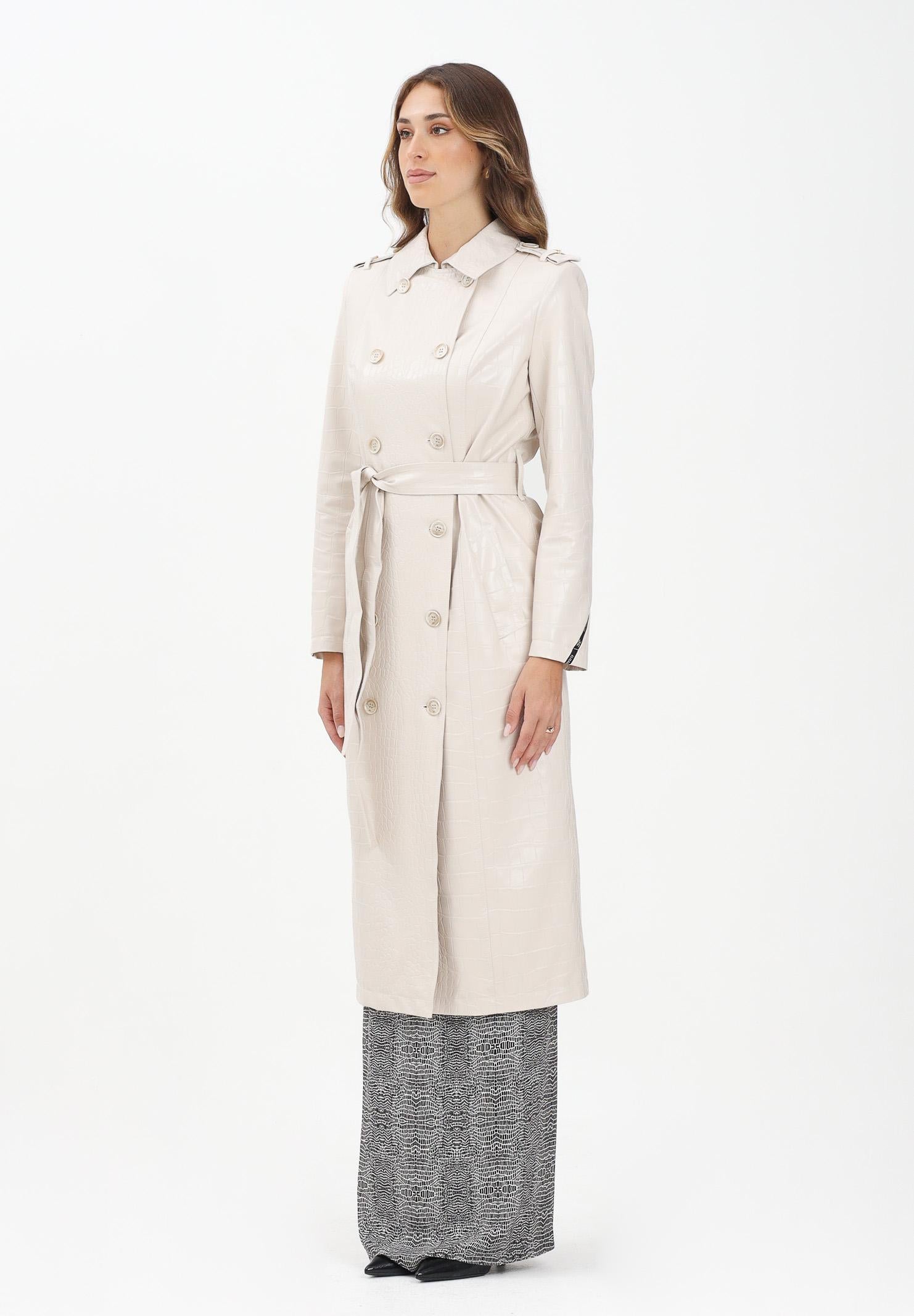 ELISABETTA FRANCHI Trench panna da donna con stampa cocco SP00358E2 DZ9 ELISABETTA FRANCHI