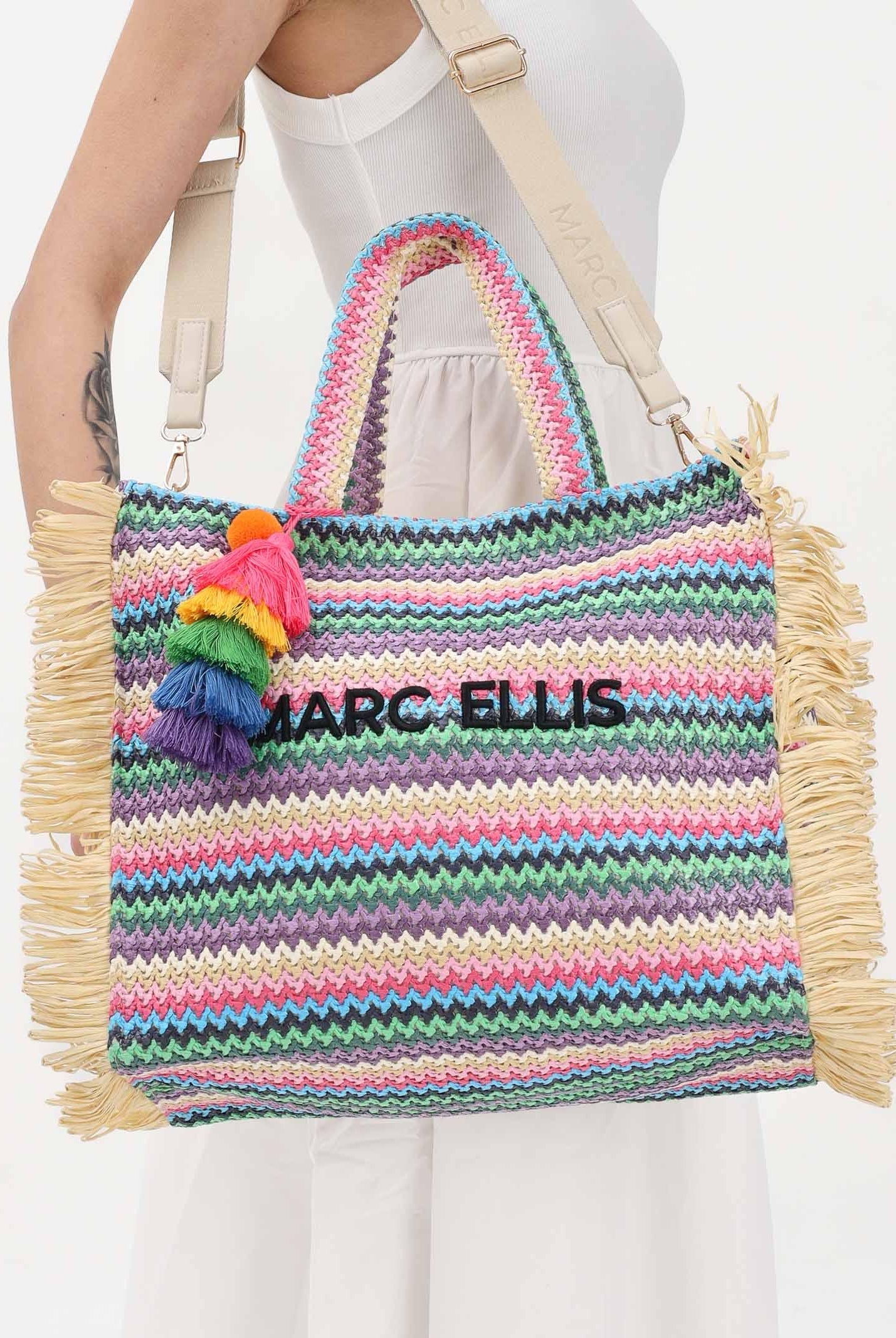 MARC ELLIS Borsa BUBY S CLAIRE L in rafia multicolore da donna BUBY-S-CLAIRE-L MUPI MARC ELLIS