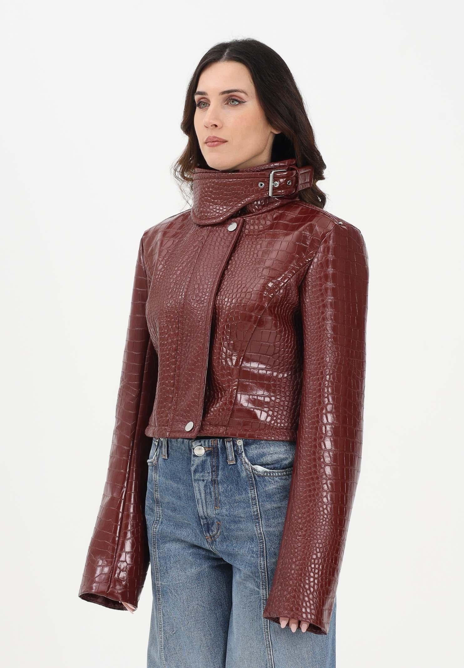 SPORTMAX Giubbotto corto SPXSULTANO bordeaux da donna in vernice con stampa alligatore 2612041081600 004 SPORTMAX