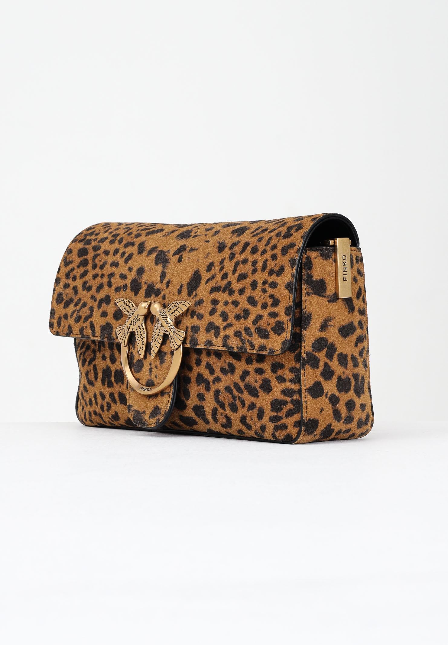 PINKO Borsa a tracolla Slouchy cammello da donna in Suede Leopardato 106244A32A M35Q PINKO