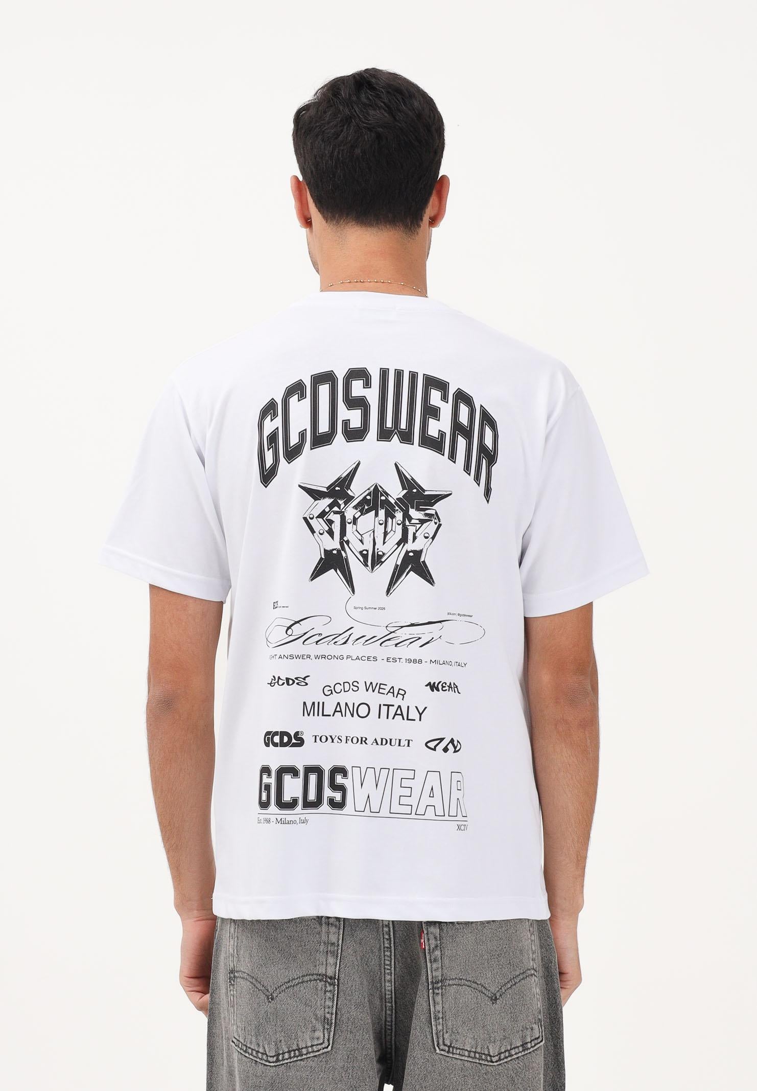 GCDS T-shirt a manica corta bianca per uomo e donna con stampa C1MWQC070J079 100B GCDS