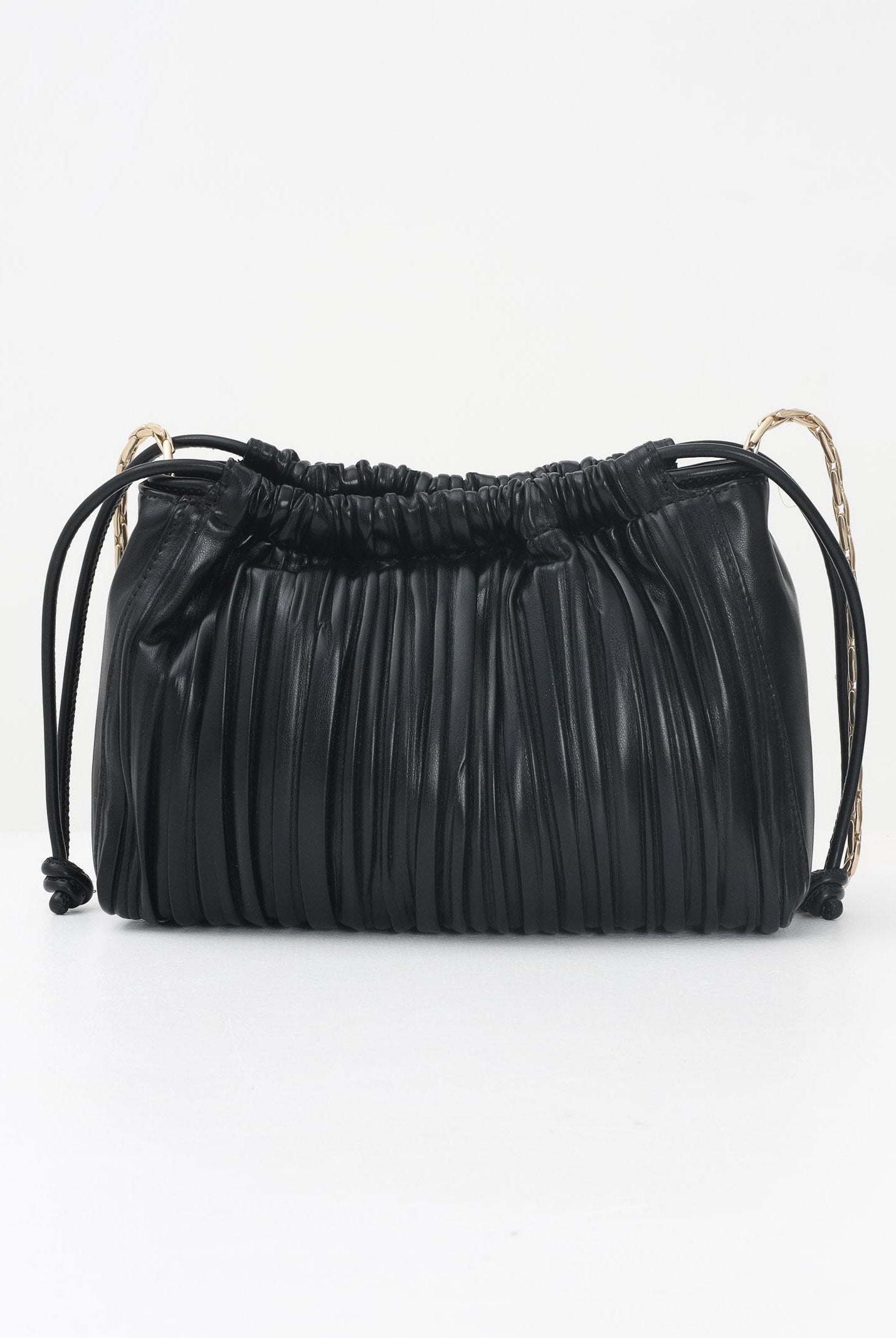 CALVIN KLEIN Borsa a spalla nera da donna in ecopelle plissettata LV04F3076G UB1 CALVIN KLEIN