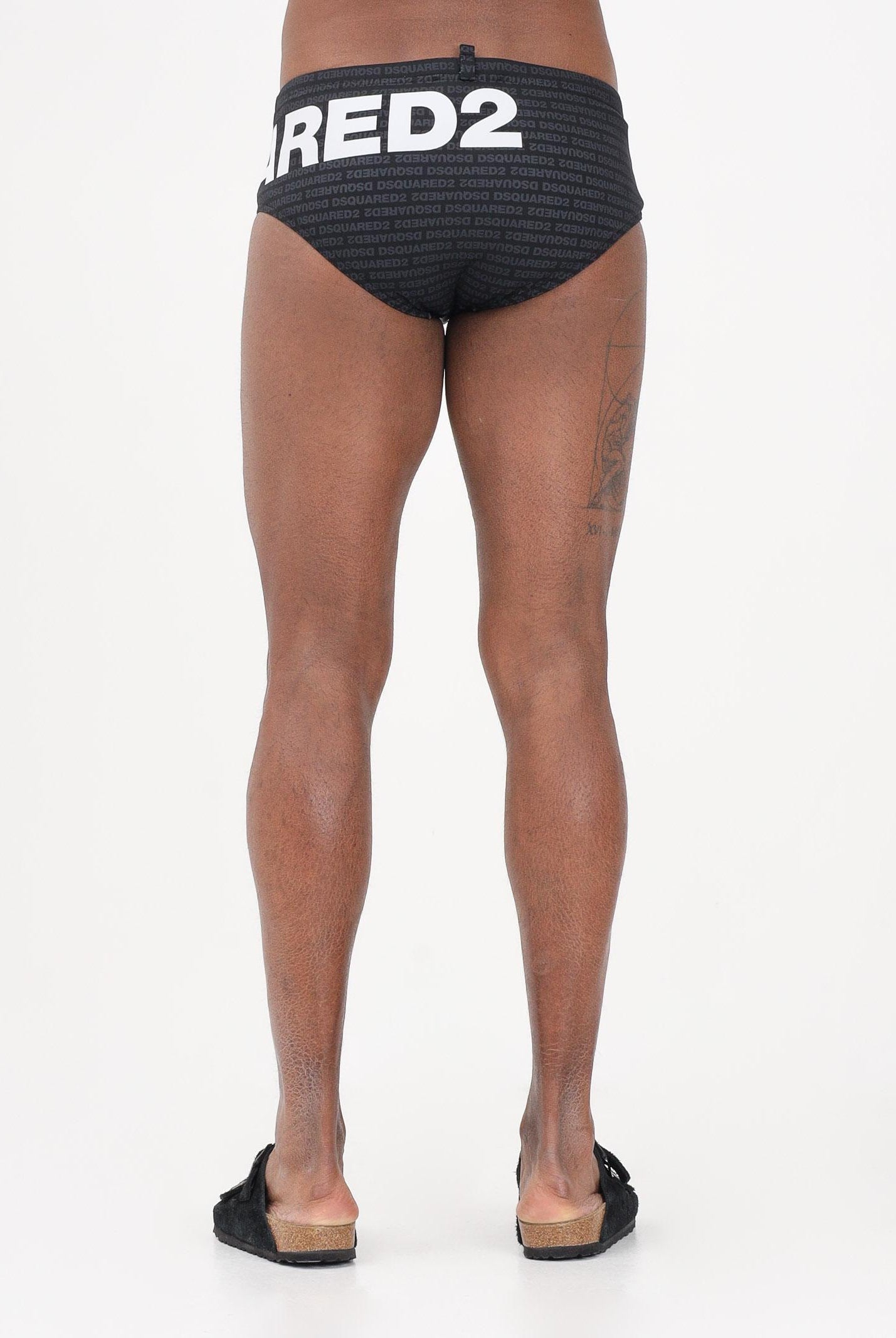 DSQUARED2 Slip mare nero da uomo con logo maxi e stampa all-over D7B2E6590 010 DSQUARED2
