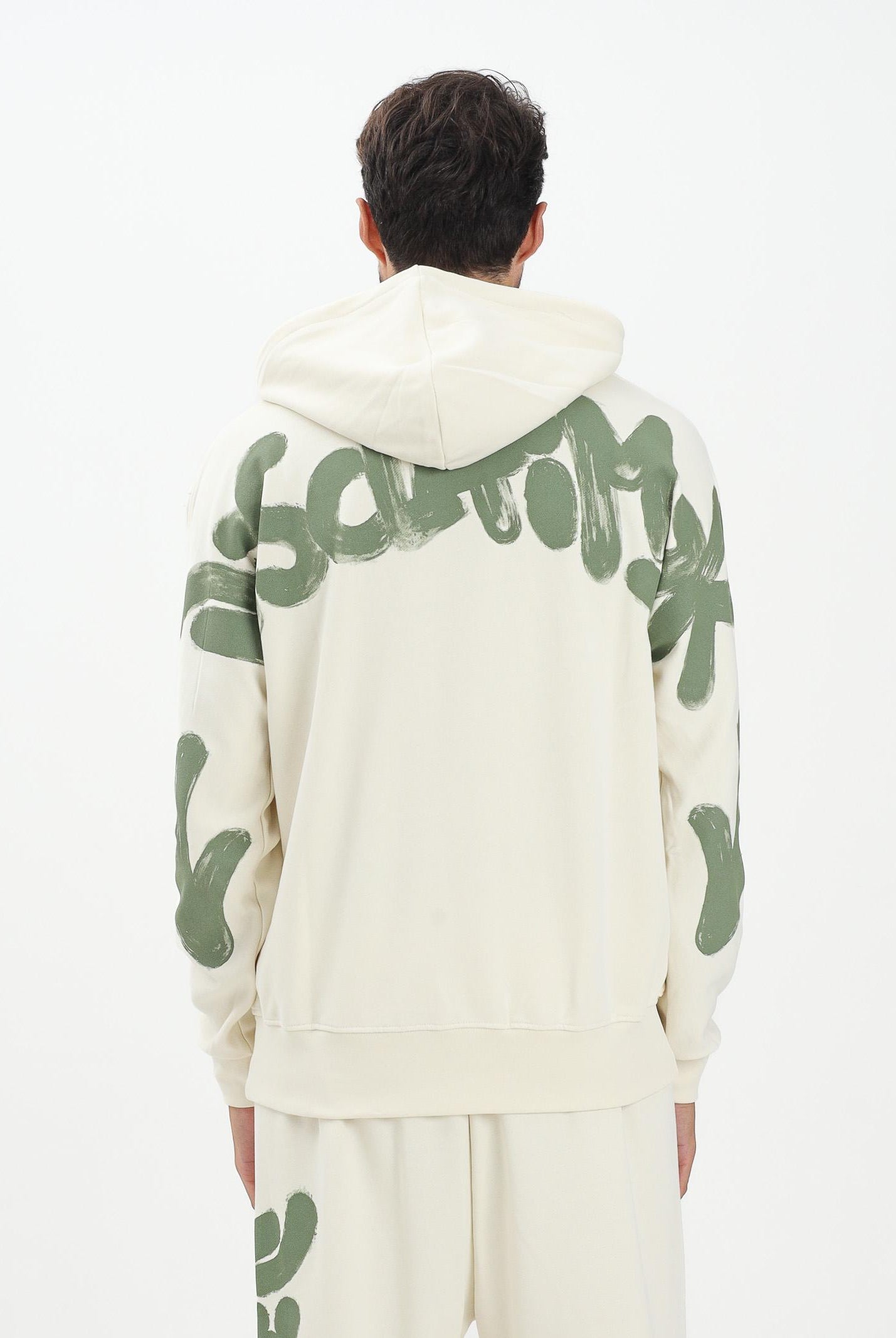 DISCLAIMER Felpa con cappuccio panna da uomo rifinita da stampa logo sul retro 25IDS55100 LAVE DISCLAIMER