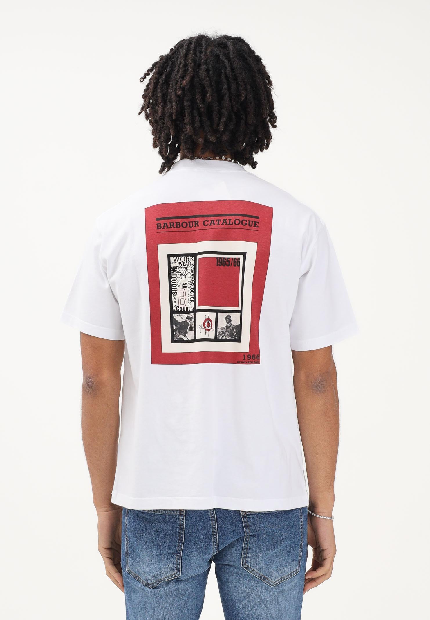 BAROBUR T-shirt a manica corta bianca da uomo con stampa sul retro 261-MTS1576 WH11 BARBOUR