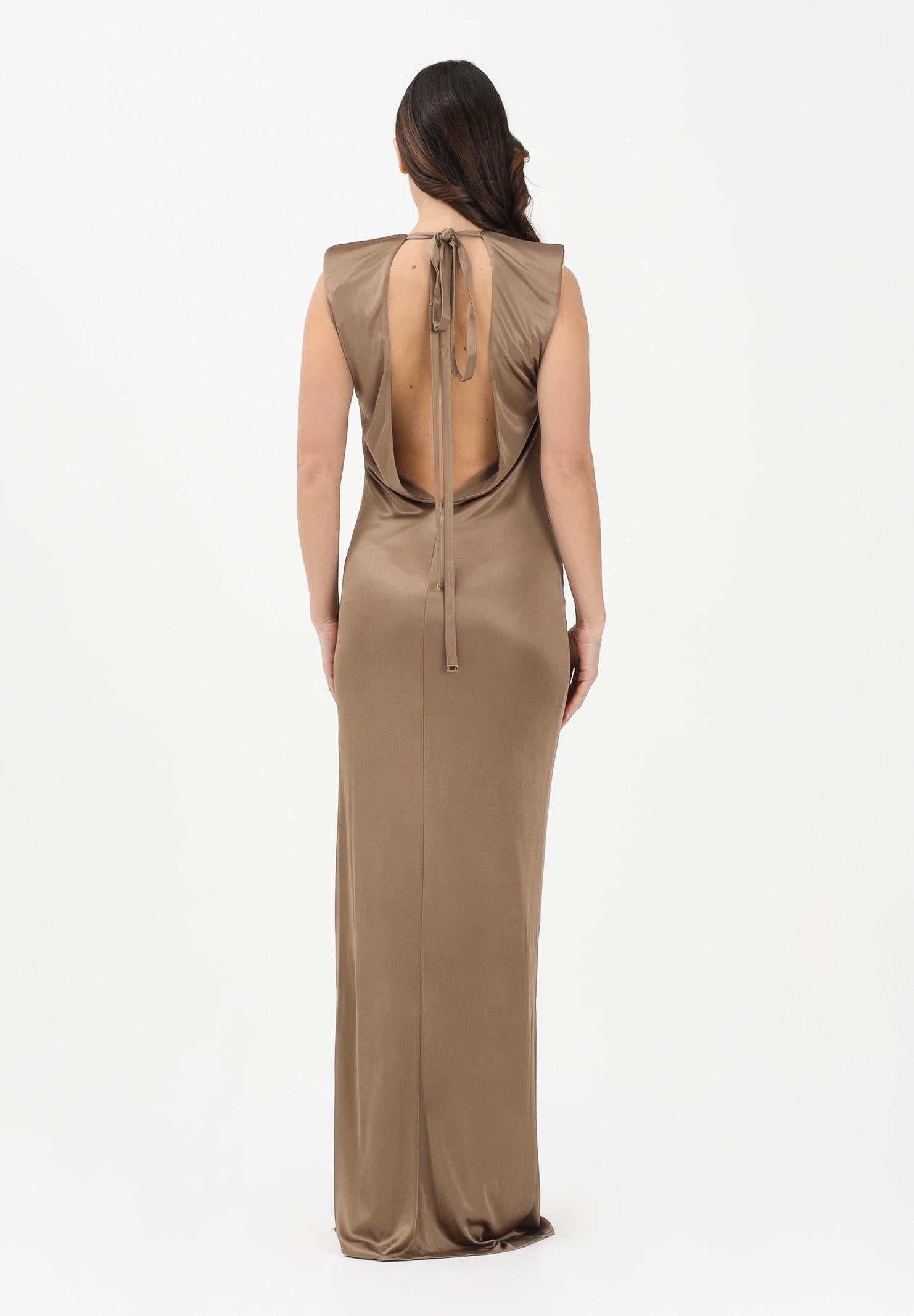 ELISABETTA FRANCHI Abito lungo argilla da donna con spacco laterale ABR2461E2 229 ELISABETTA FRANCHI