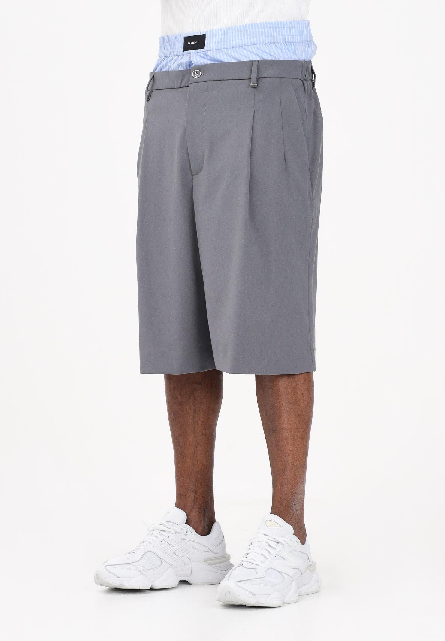 I'M BRIAN Bermuda grigio da uomo con elastico in cotone BE3682 GRIG I'M BRIAN