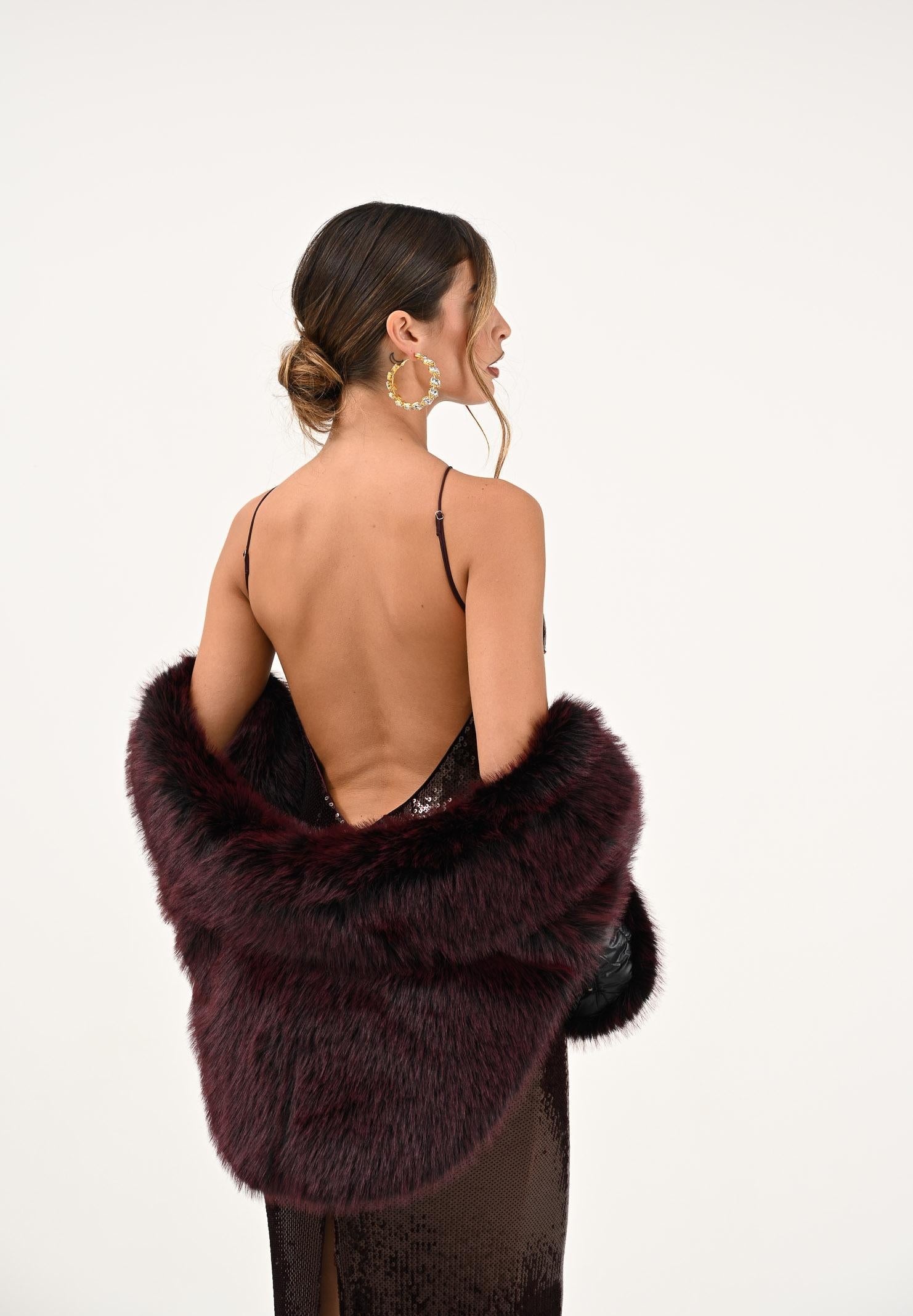 PATRIZIA PEPE Abito lungo bordeaux da donna con paillettes 8A1567J326 M549 PATRIZIA PEPE