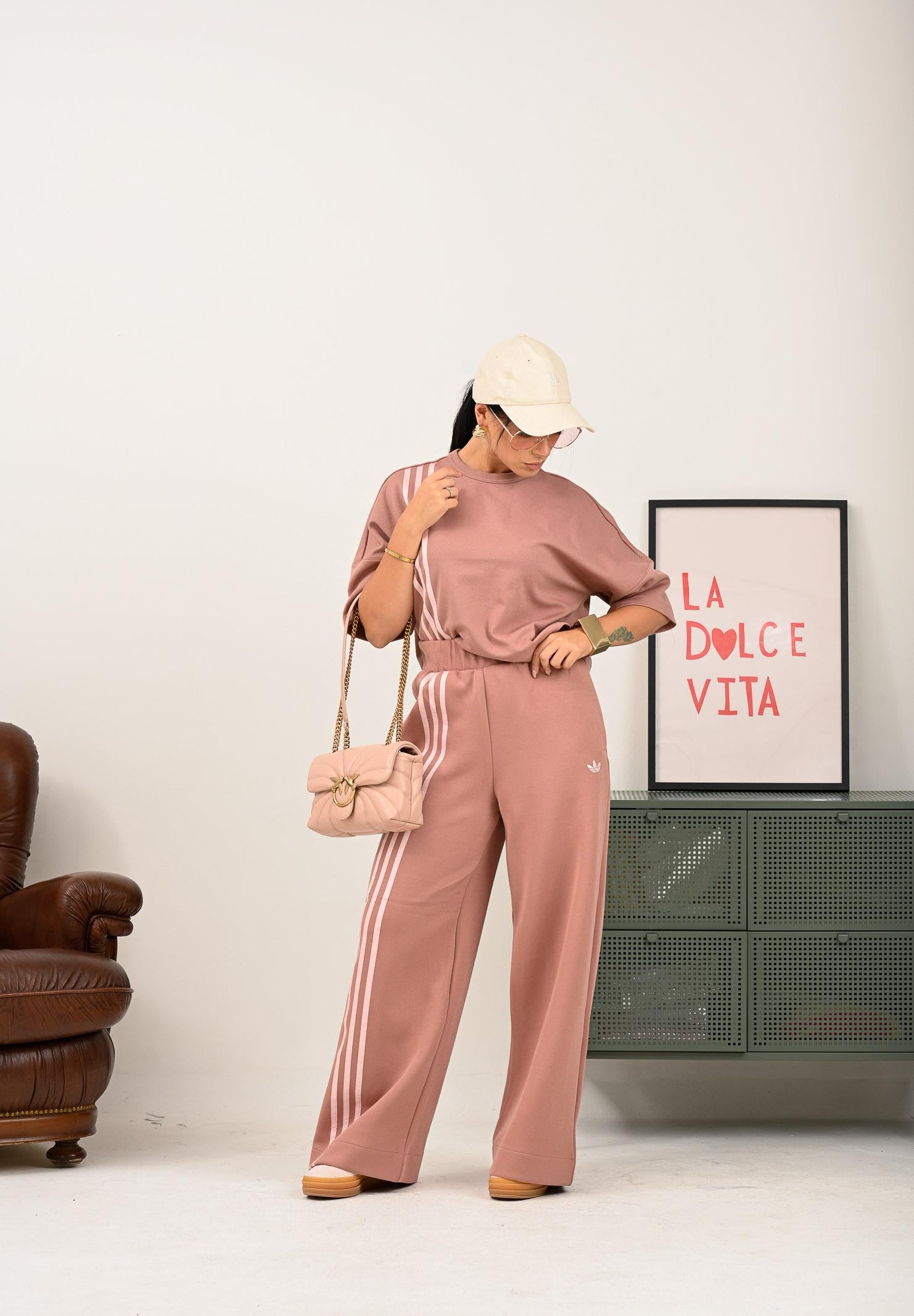 ADIDAS ORIGINALS T-shirt a manica corta 3 Stripes rosa da donna JW3613 ADIDAS ORIGINALS