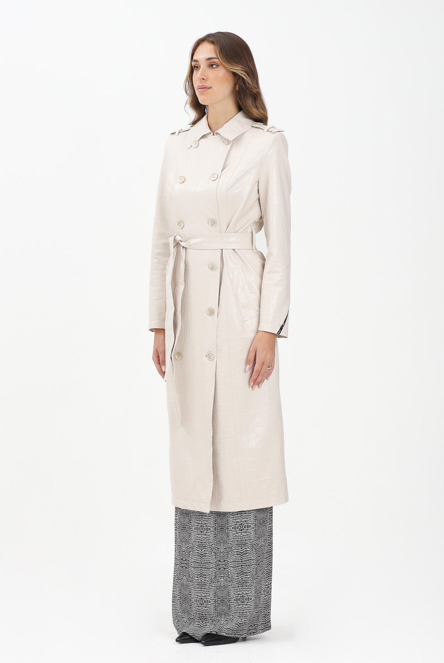 ELISABETTA FRANCHI Trench panna da donna con stampa cocco SP00358E2 DZ9 ELISABETTA FRANCHI
