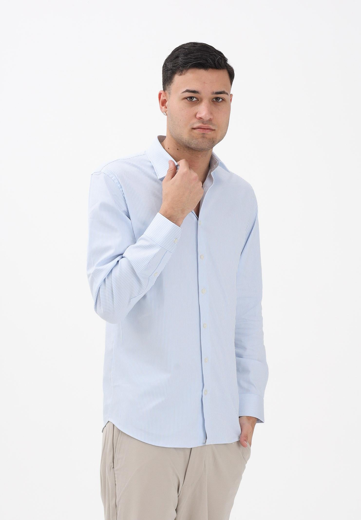 SELECTED HOMME Camicia a manica lunga bianca e azzurra da uomo con motivo a righe 16092939 CABL SELECTED HOMME
