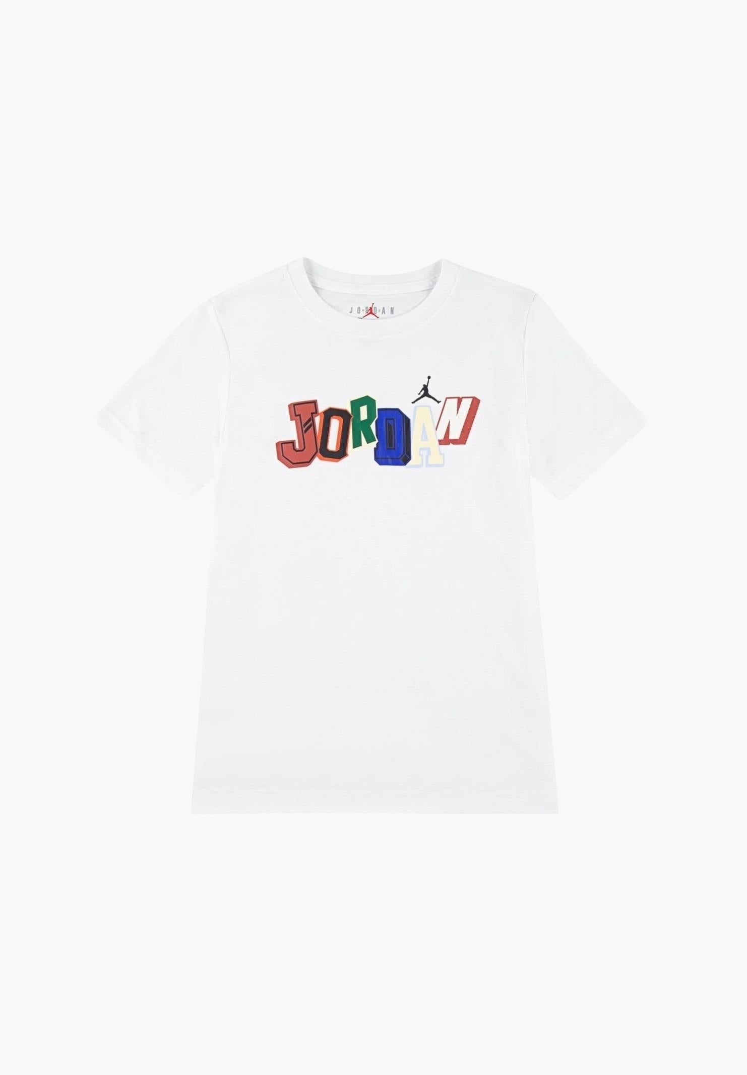 JORDAN T-shirt a manica corta bianca per bambino e bambina con stampa logo 95D728 001 JORDAN