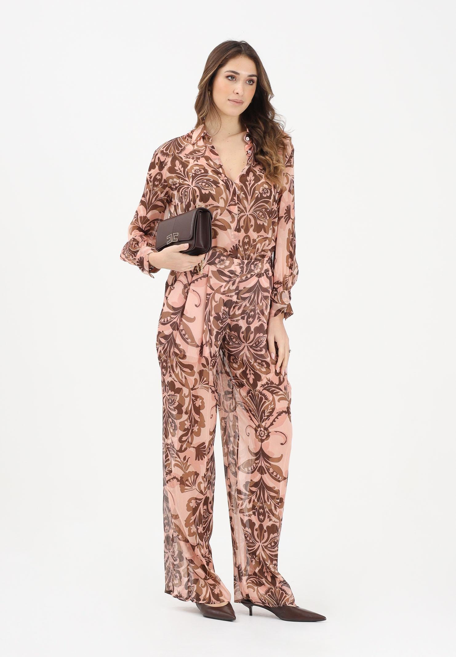 SIMONA CORSELLINI Pantalone elegante rosa da donna con stampa floreale P26CPPA02501 V0697 SIMONA CORSELLINI