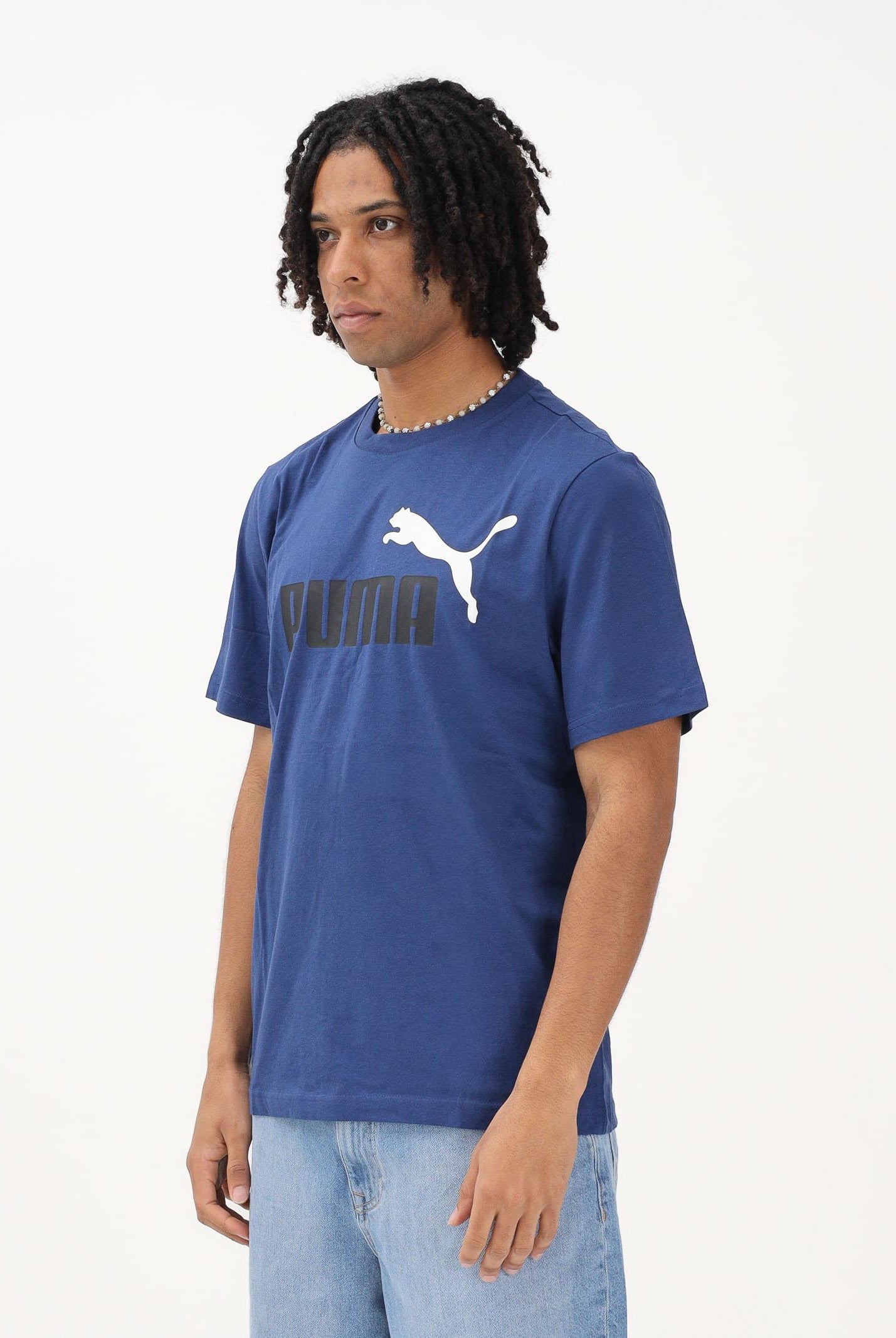 PUMA T-shirt a manica corta Essentials 2 Colour N.1 Logo blu da uomo 684708 79 PUMA